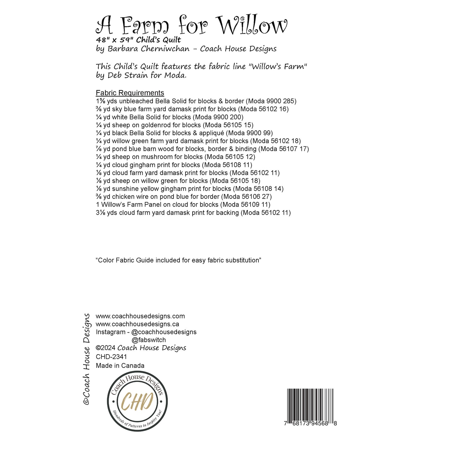 A Farm for Willow Quilt Pattern