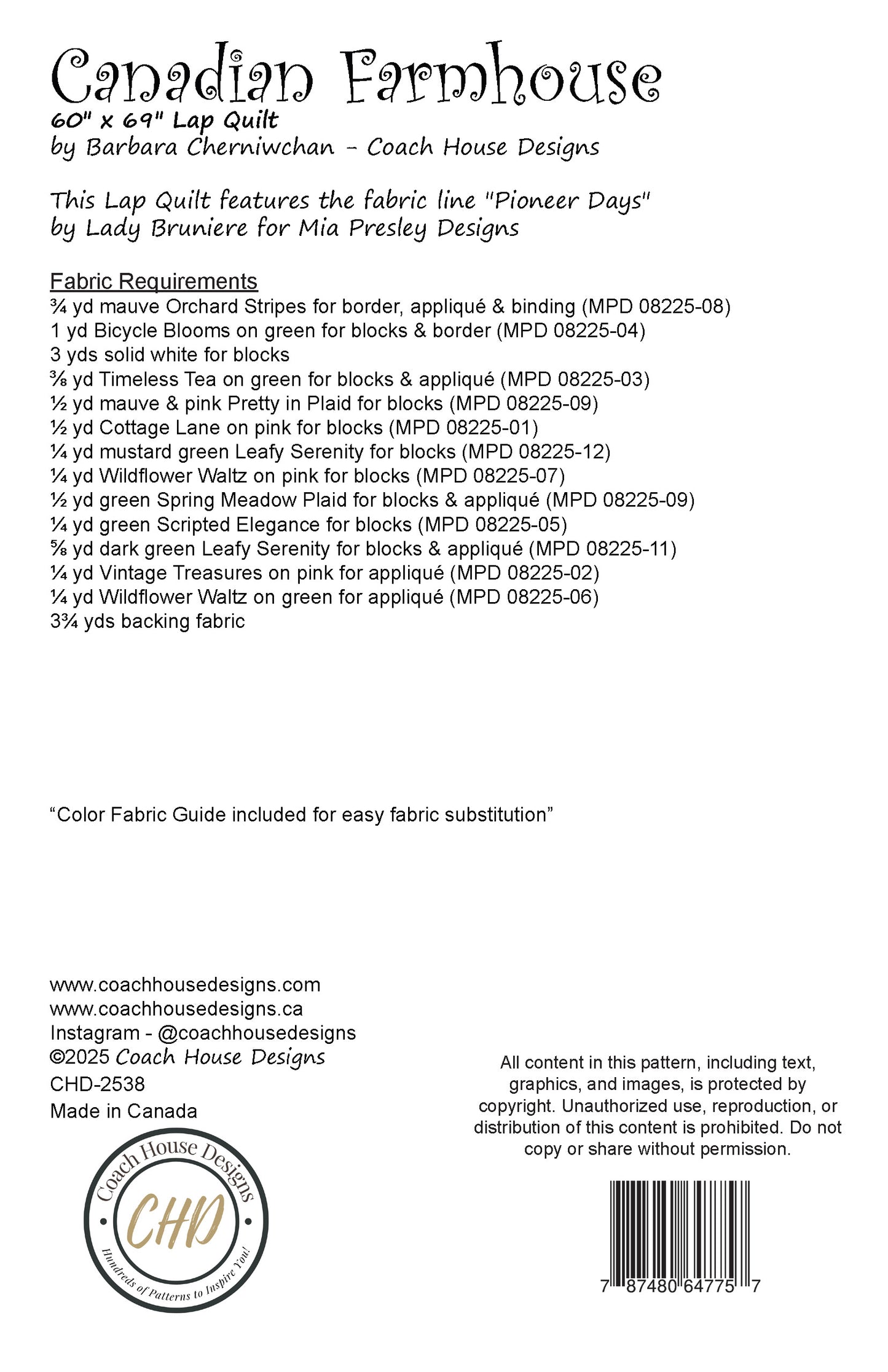 Canadian Farmhouse Quilt Pattern