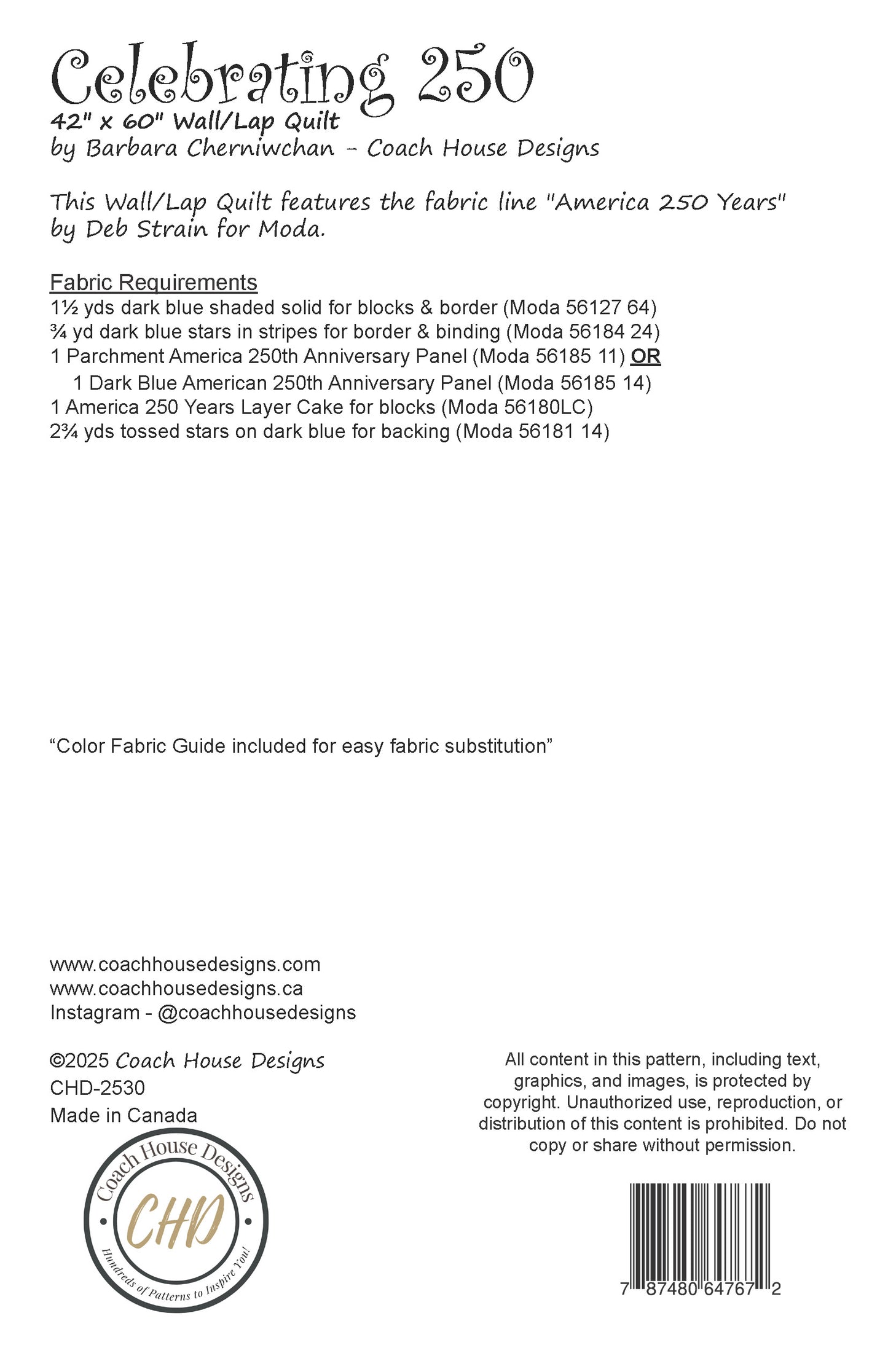 Celebrating 250 Quilt Pattern (Pre-Order)