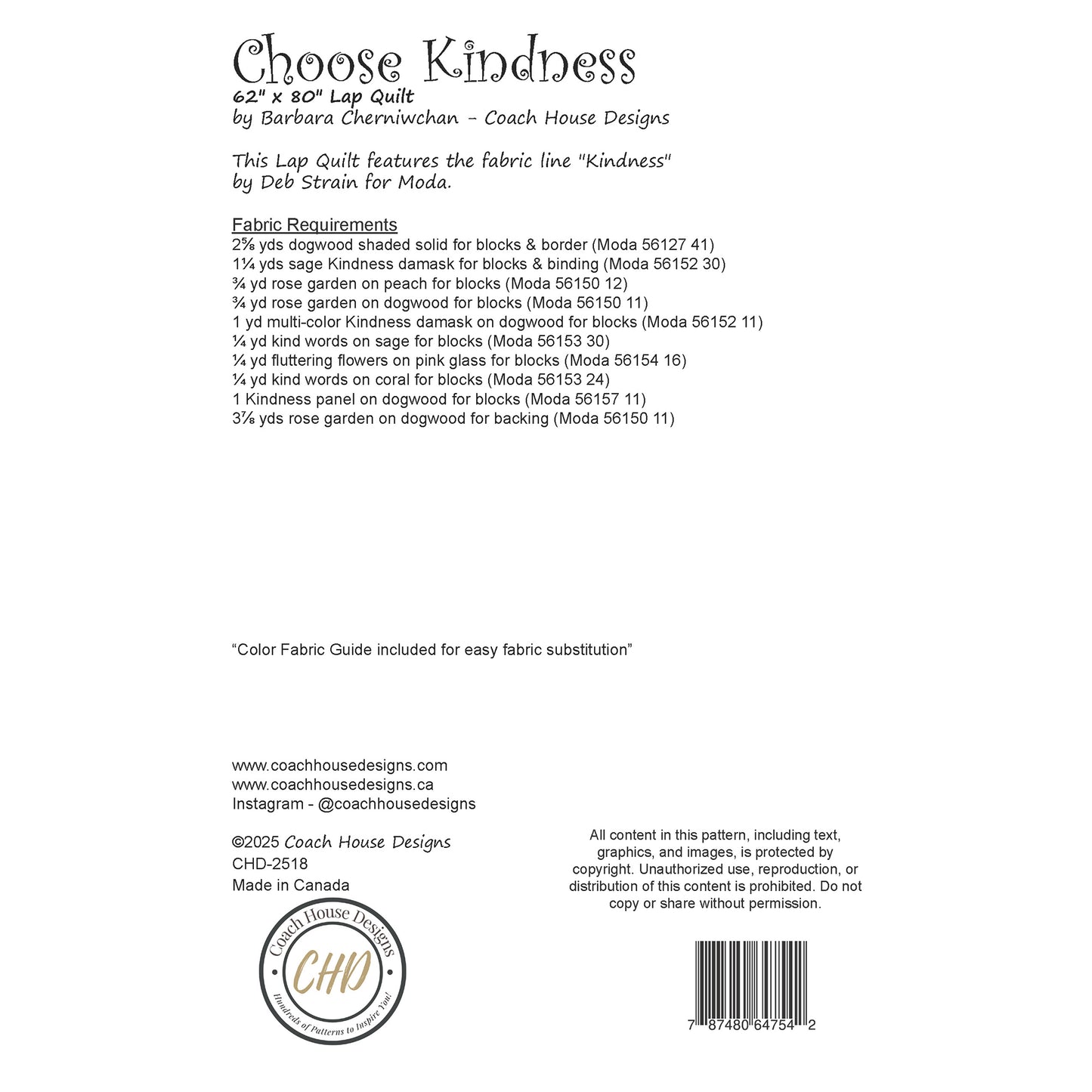 Choose Kindness Downloadable PDF Quilt Pattern
