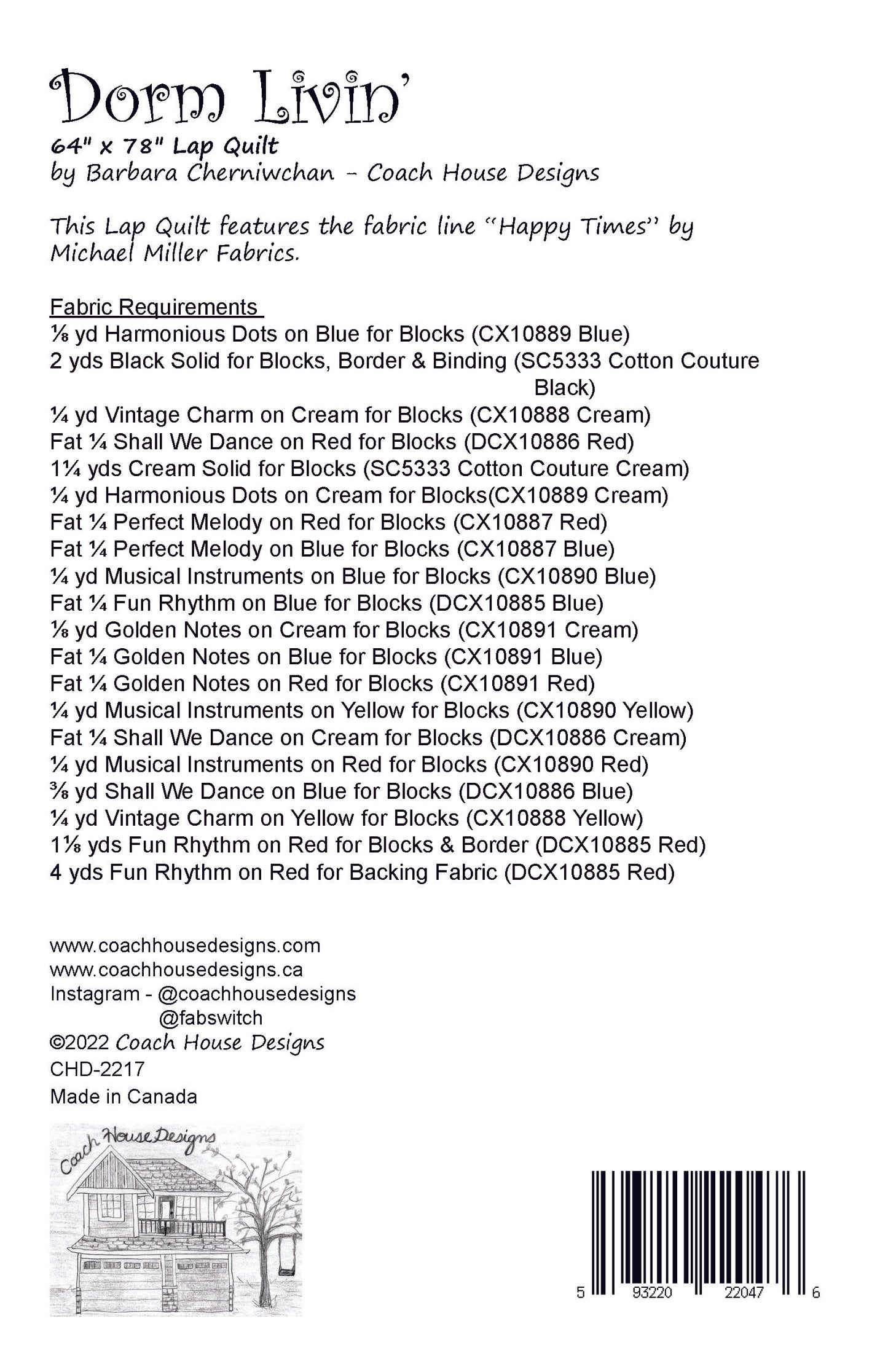 Dorm Livin Downloadable PDF Quilt Pattern