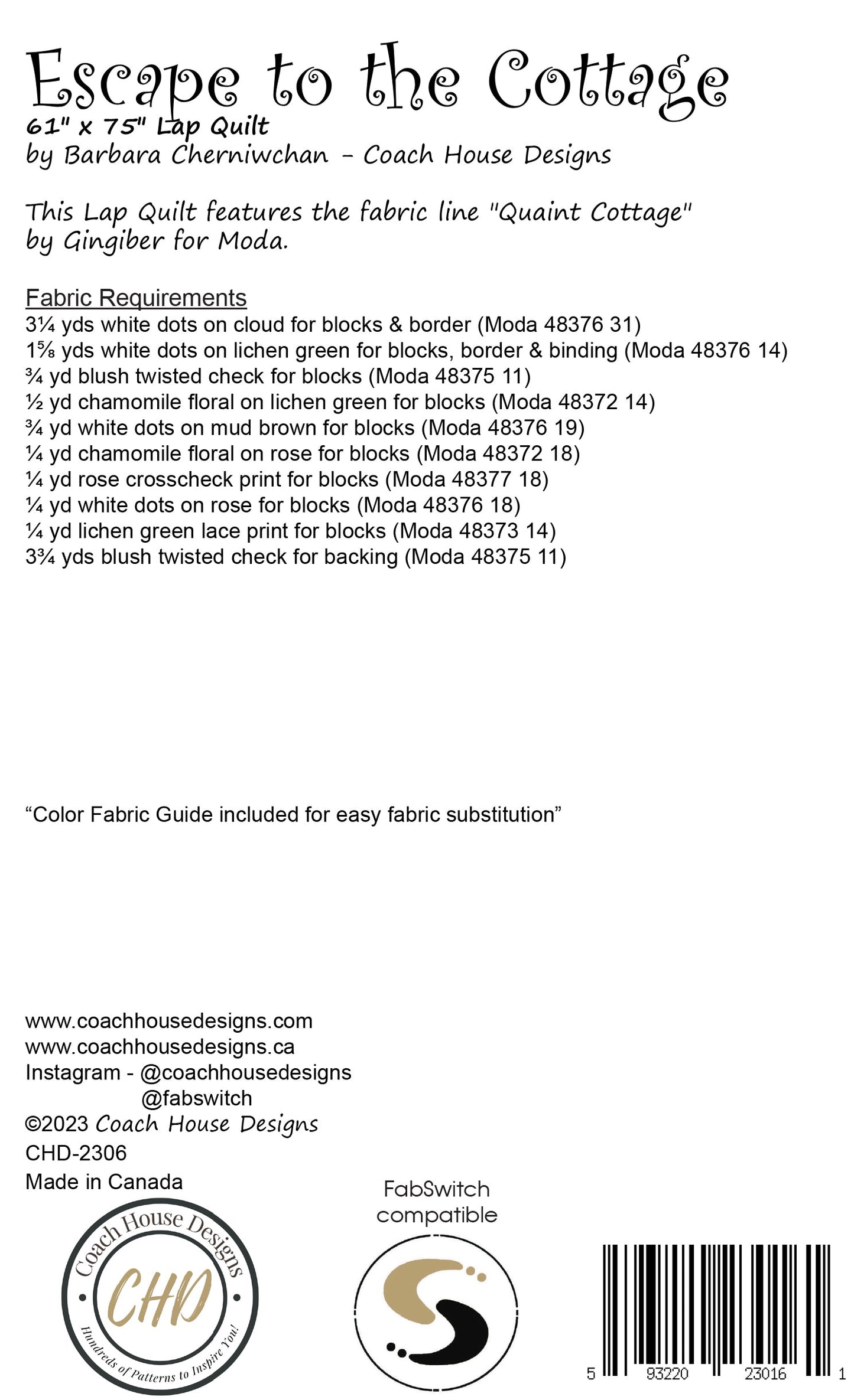 Escape to the Cottage Downloadable PDF Quilt Pattern