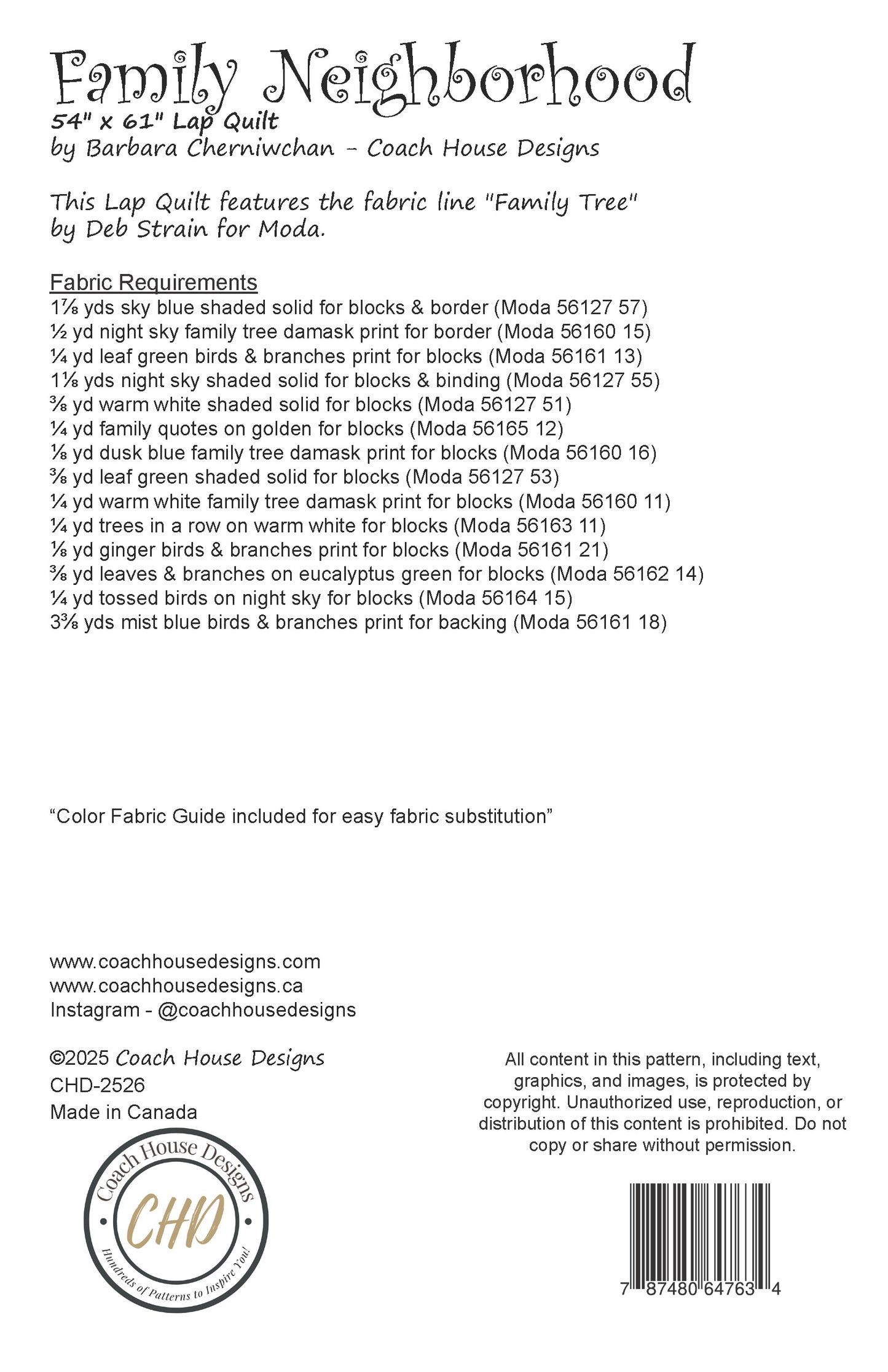 Family Neighborhood Quilt Pattern (Pre-Order)