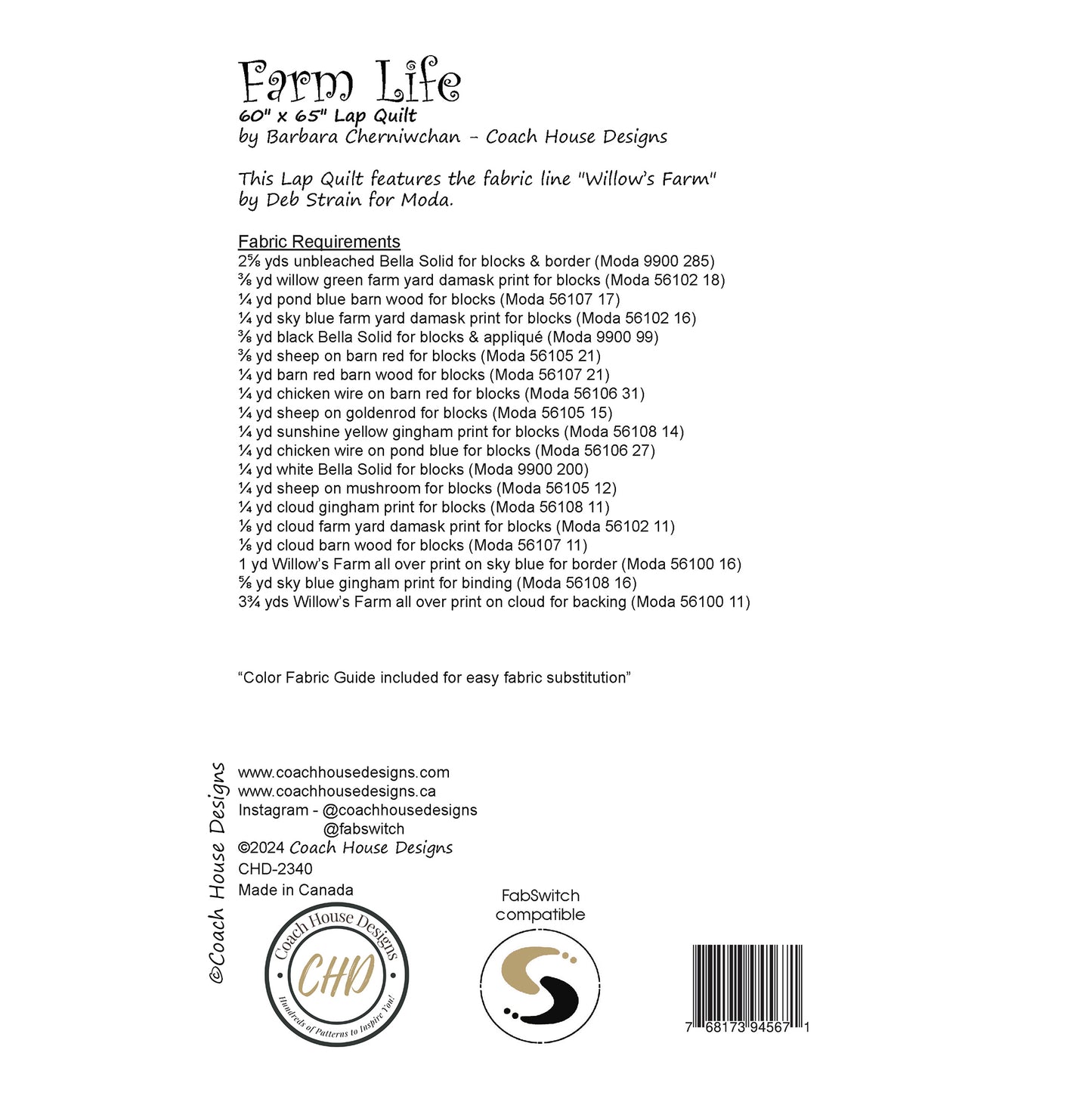 Farm Life Downloadable PDF Quilt Pattern