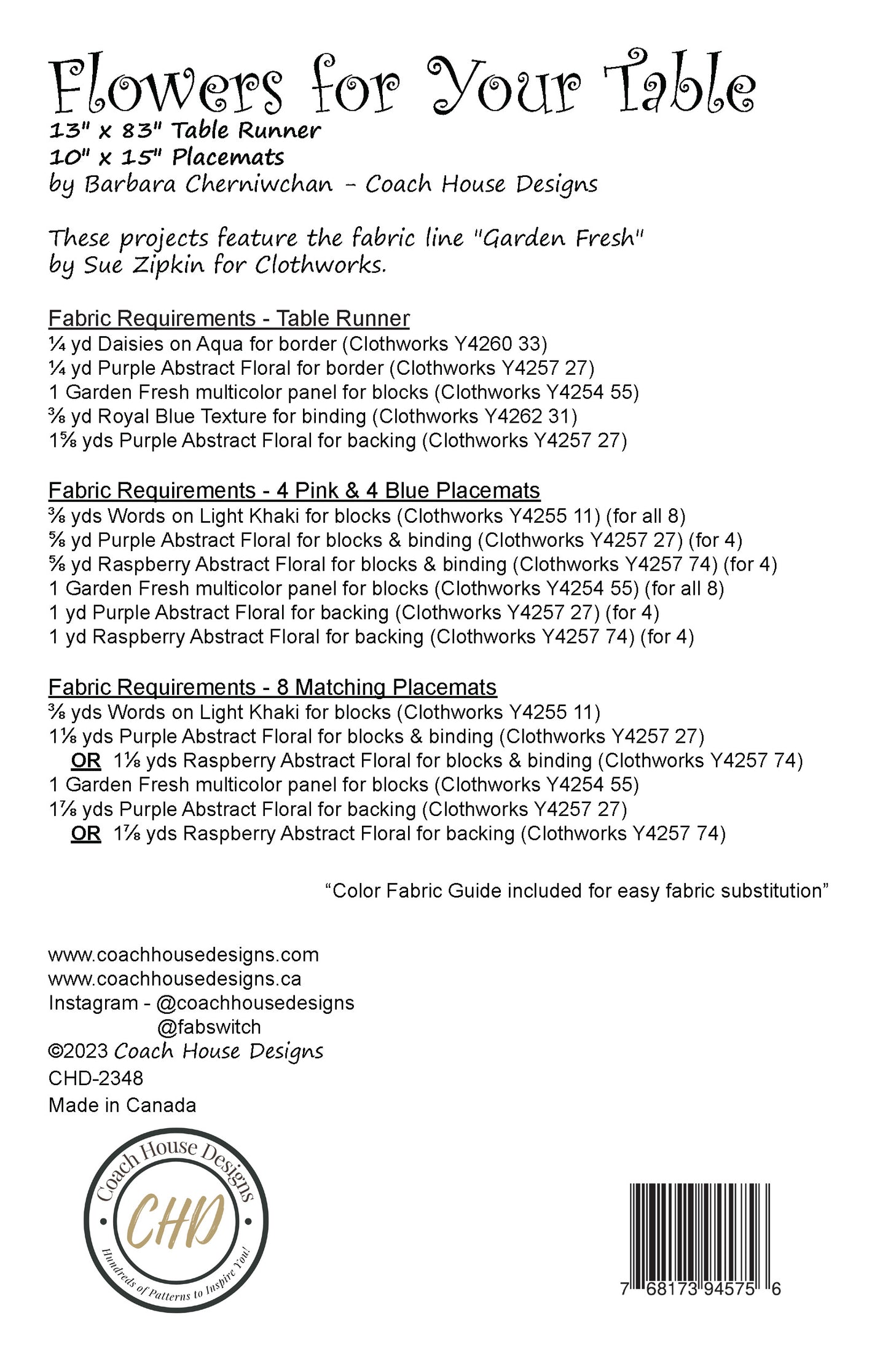 Flowers for Your Table Quilt Pattern