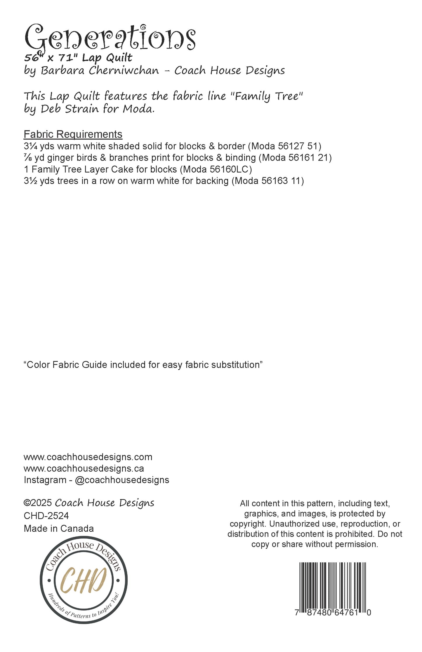 Generations Quilt Pattern (Pre-Order)