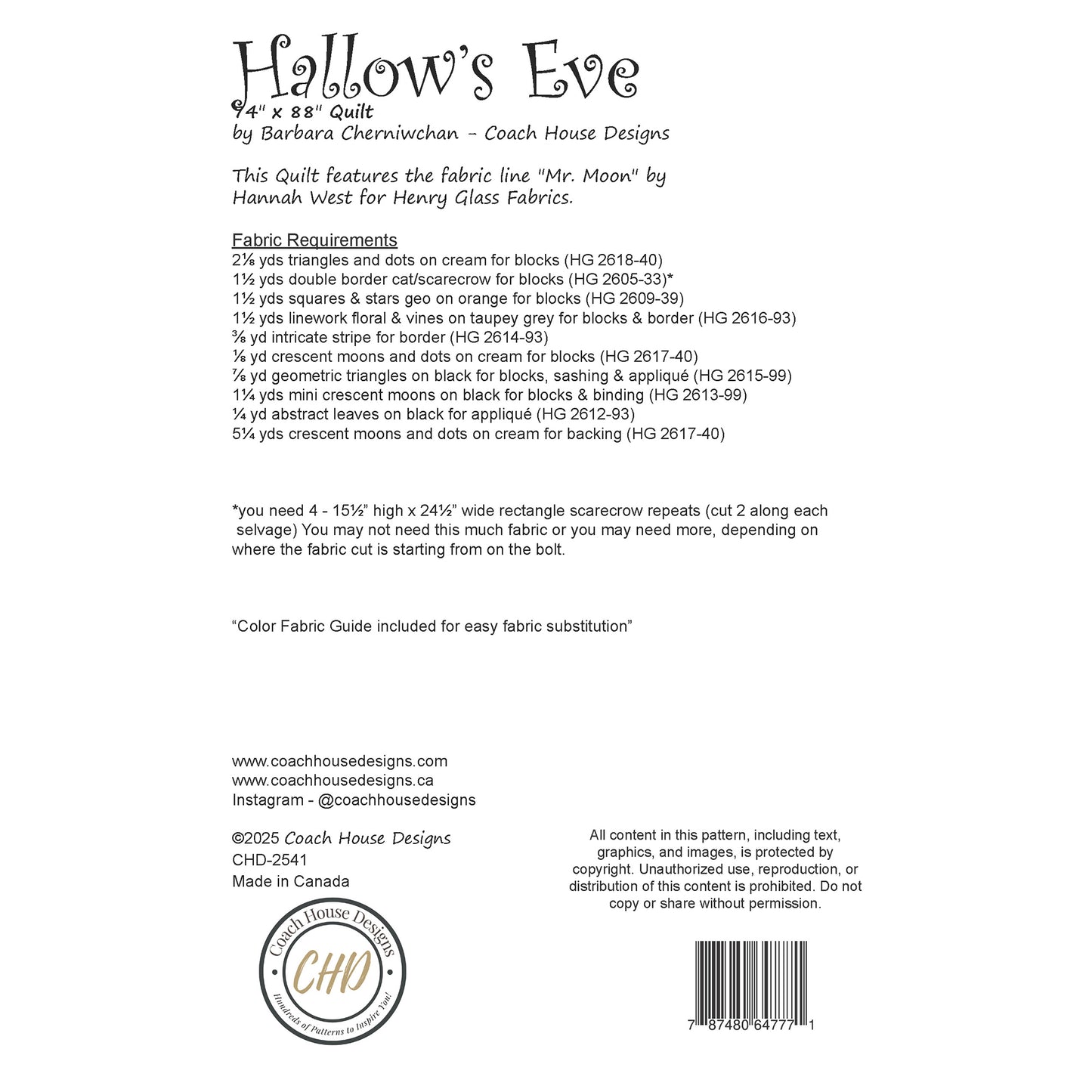 Hallow's Eve Quilt Pattern (Pre-Order)