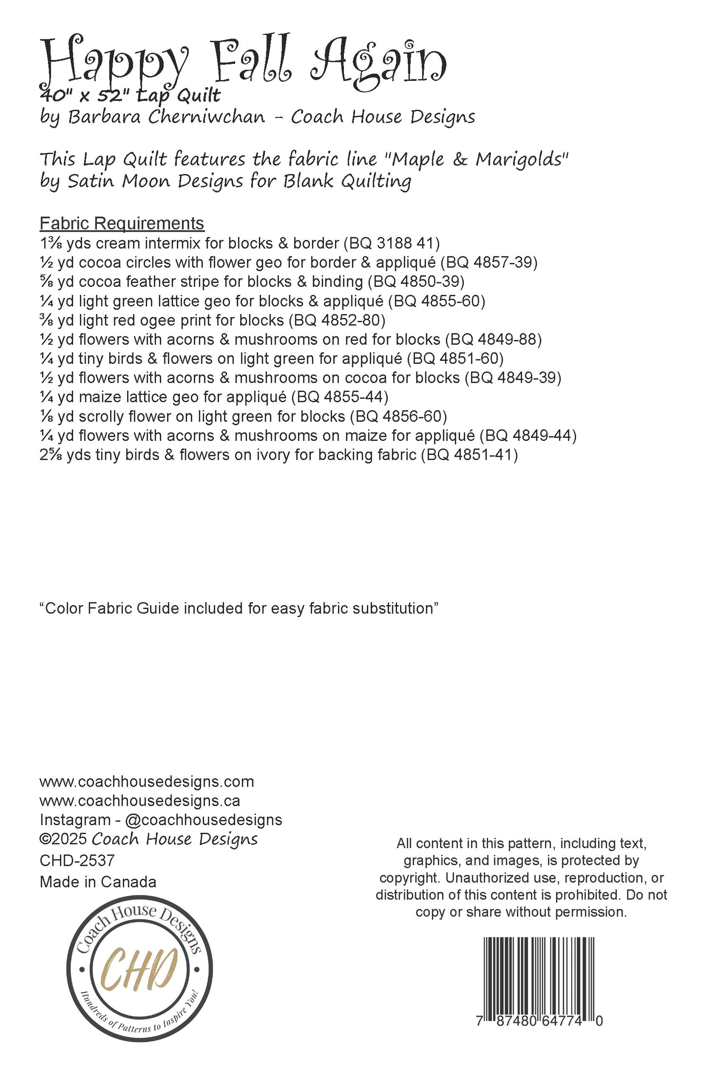 Happy Fall Again Quilt Pattern