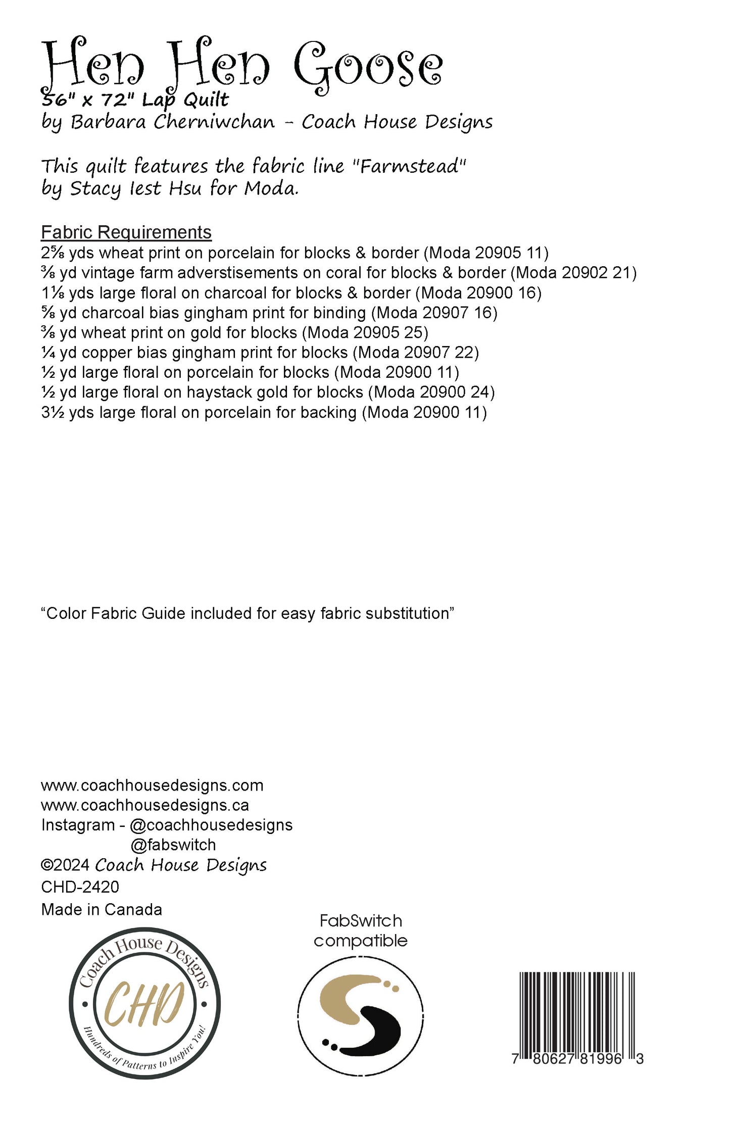 Hen Hen Goose Quilt Pattern