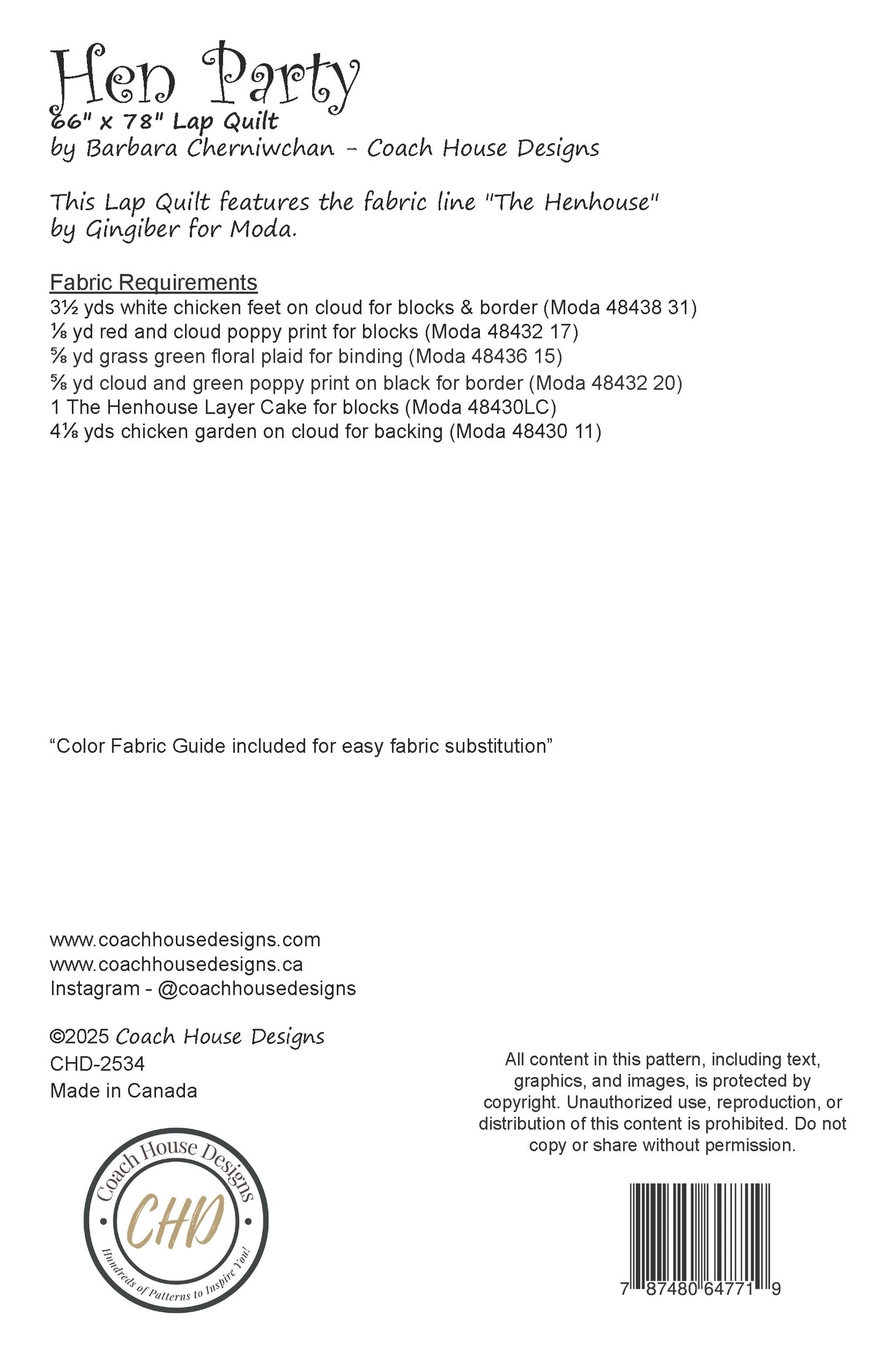 Hen Party Quilt Pattern (Pre-Order)