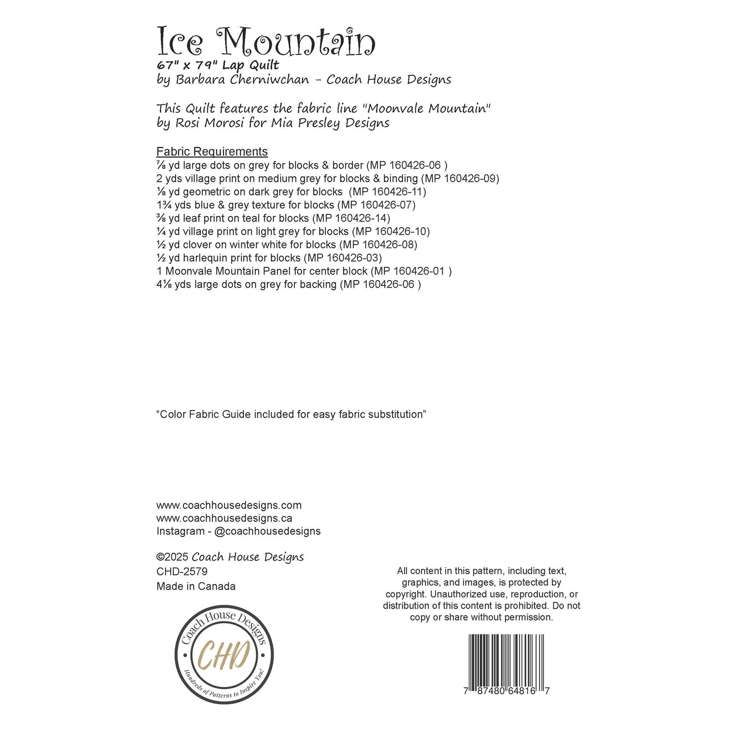 Ice Mountain Downloadable PDF Quilt Pattern
