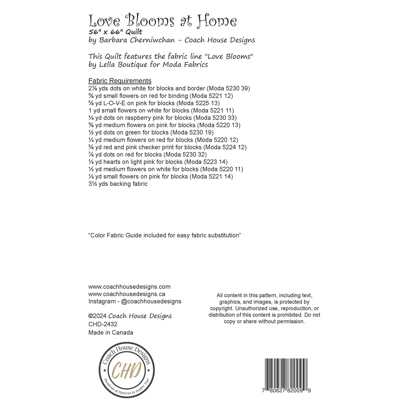 Love Blooms at Home Downloadable PDF Pattern