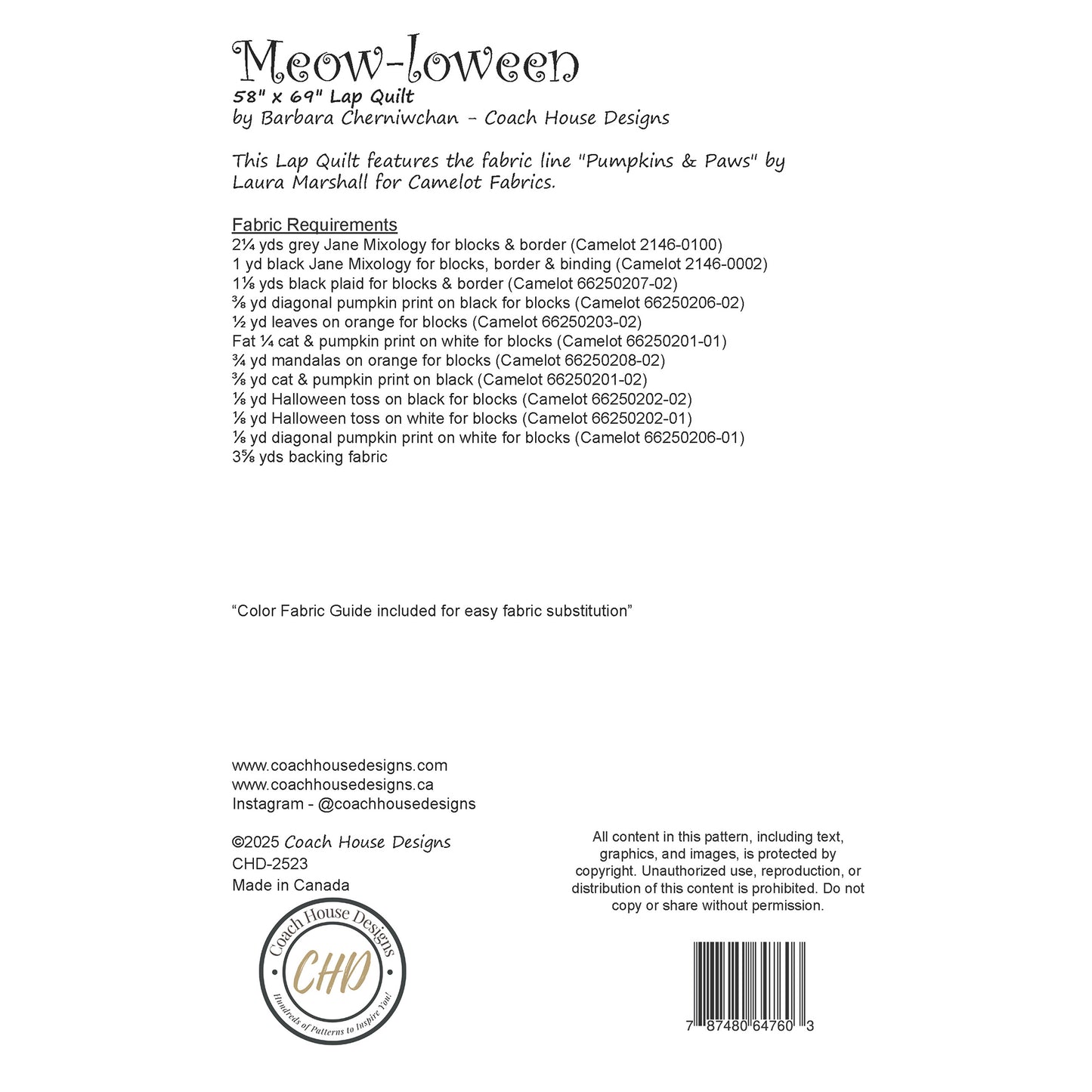 Meow-loween Downloadable PDF Quilt Pattern (Pre-Order)