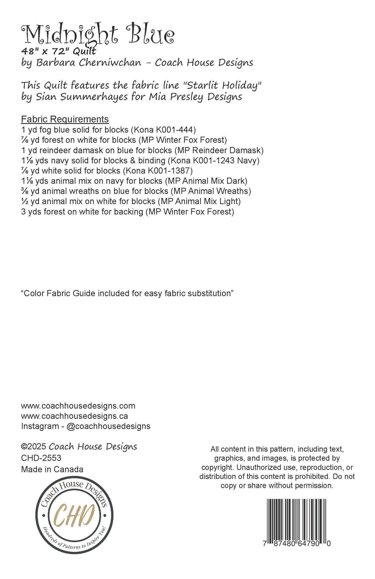 Midnight Blue Quilt Pattern