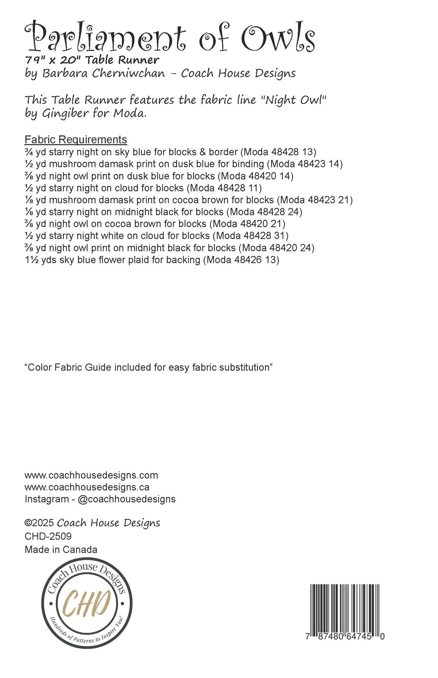 Parliament of Owls Quilt Pattern