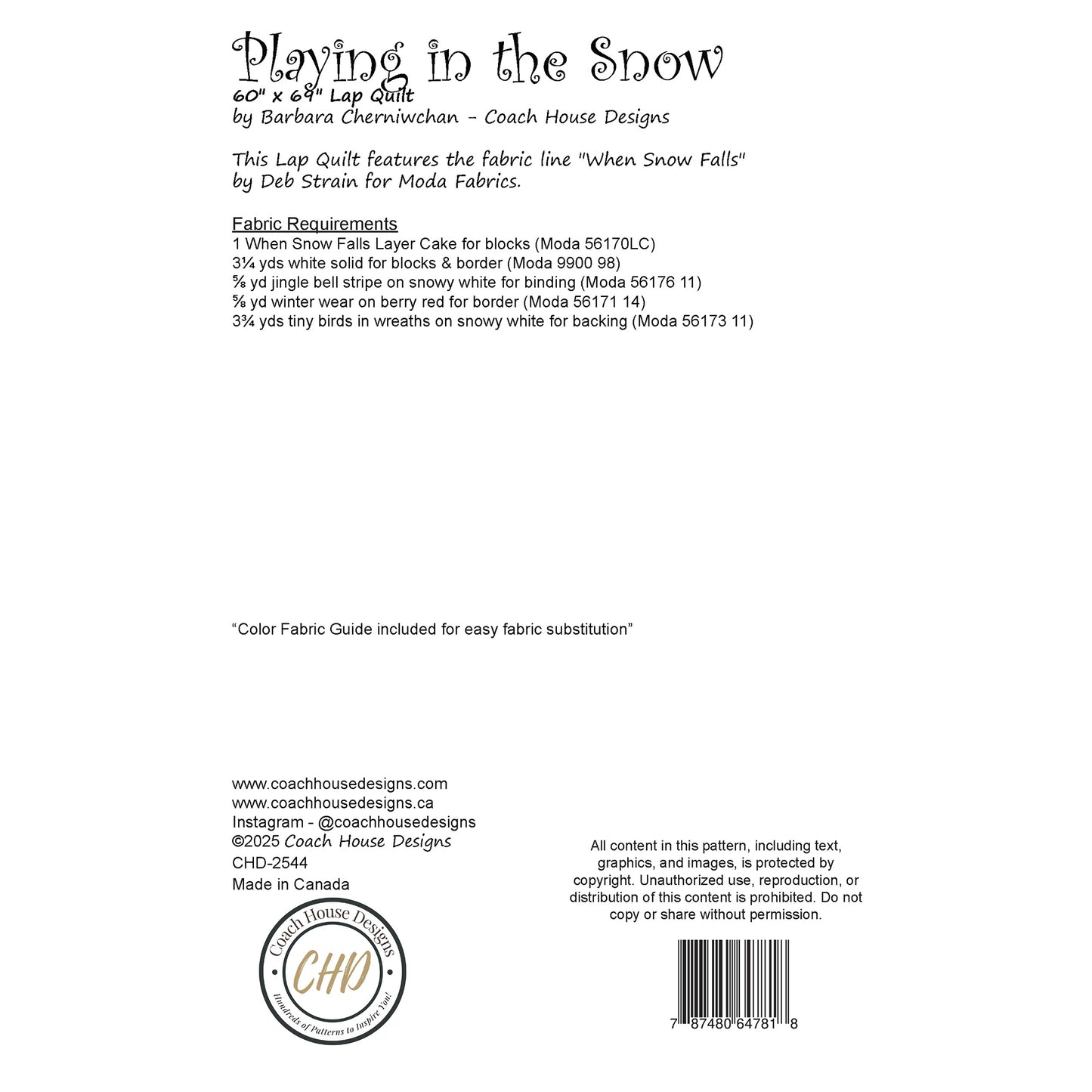 Playing in the Snow Downloadable PDF Quilt Pattern (Pre-Order)