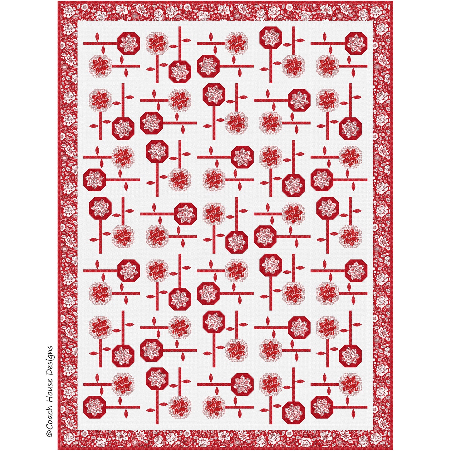 Redwork Flower Market Quilt Pattern
