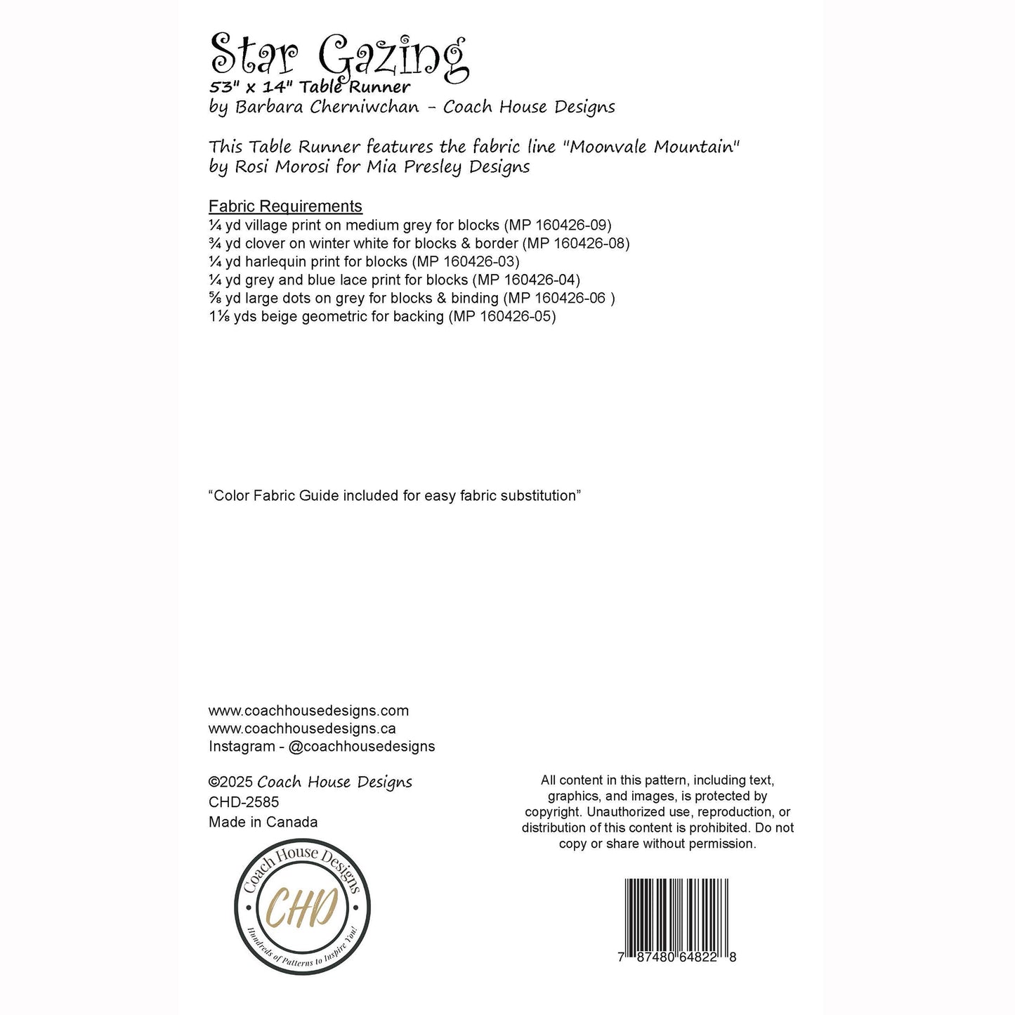 Star Gazing Table Runner Pattern