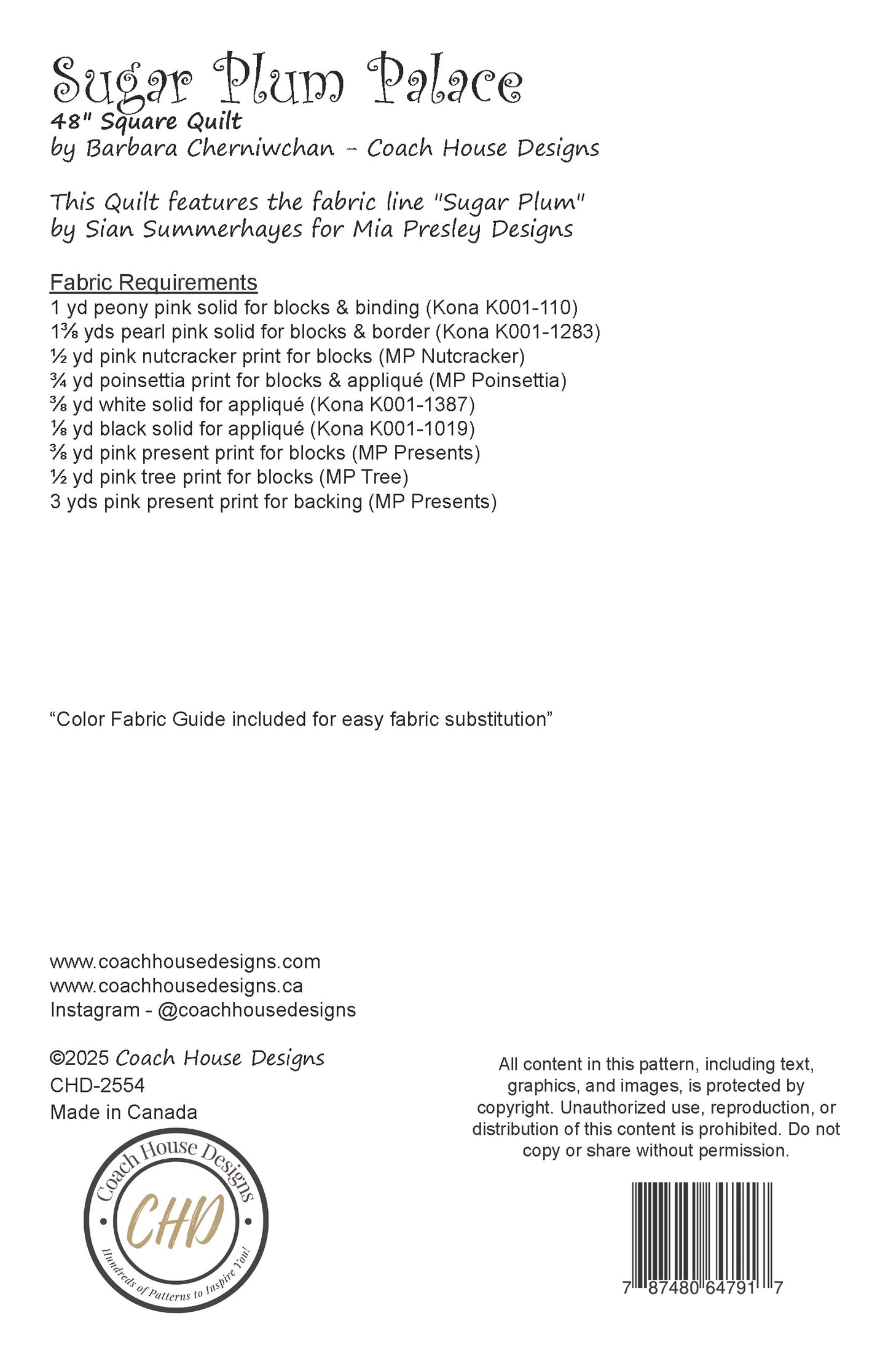 Sugar Plum Palace Quilt Pattern