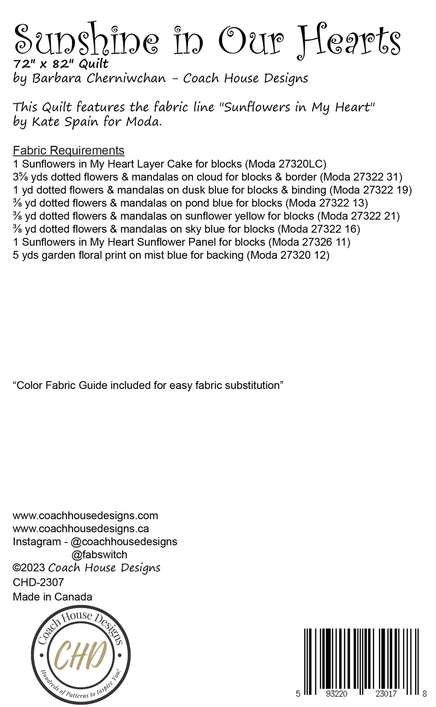 Sunshine in our Hearts Downloadable PDF Quilt Pattern