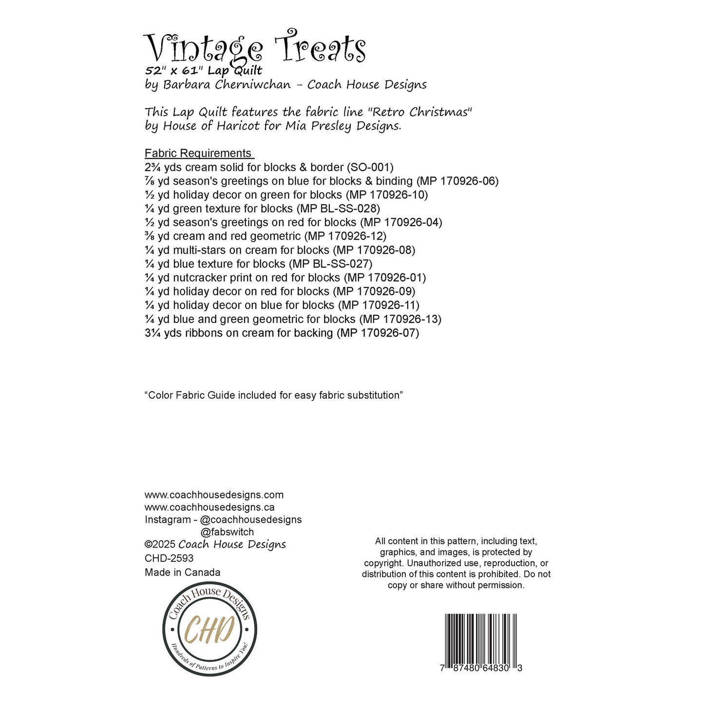 Vintage Treats Downloadable PDF Quilt Pattern