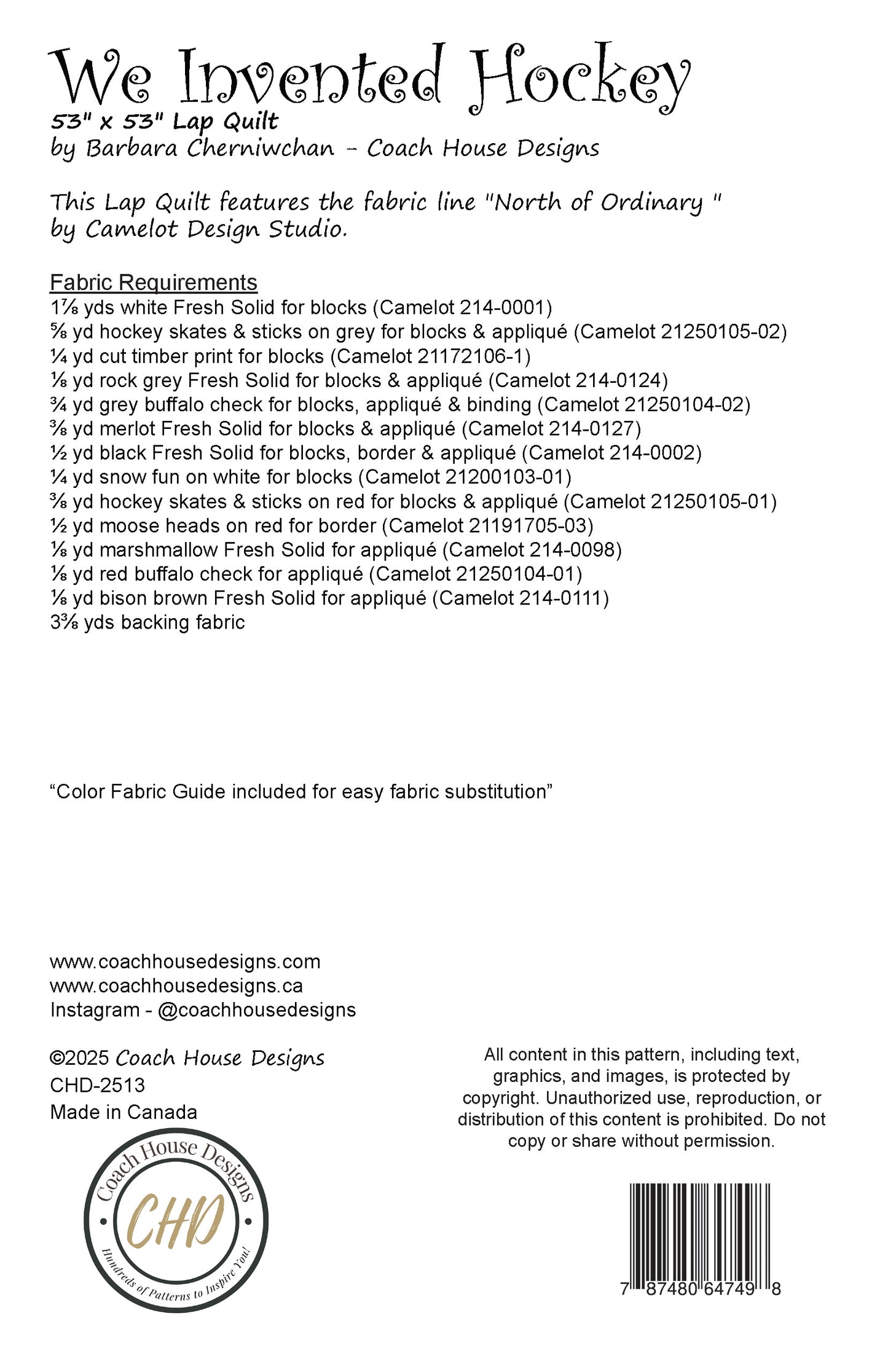 We Invented Hockey Quilt Pattern