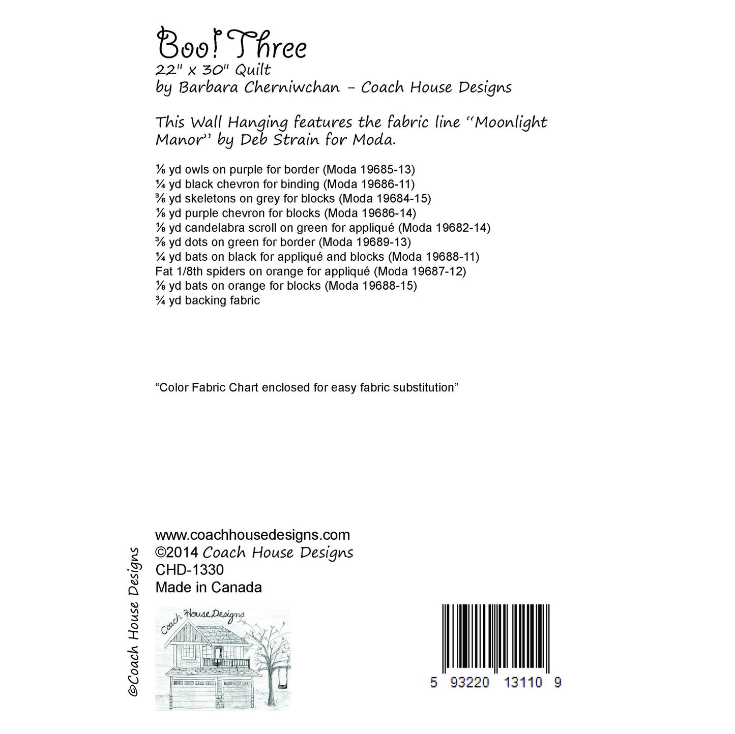 Boo! Three Quilt Pattern