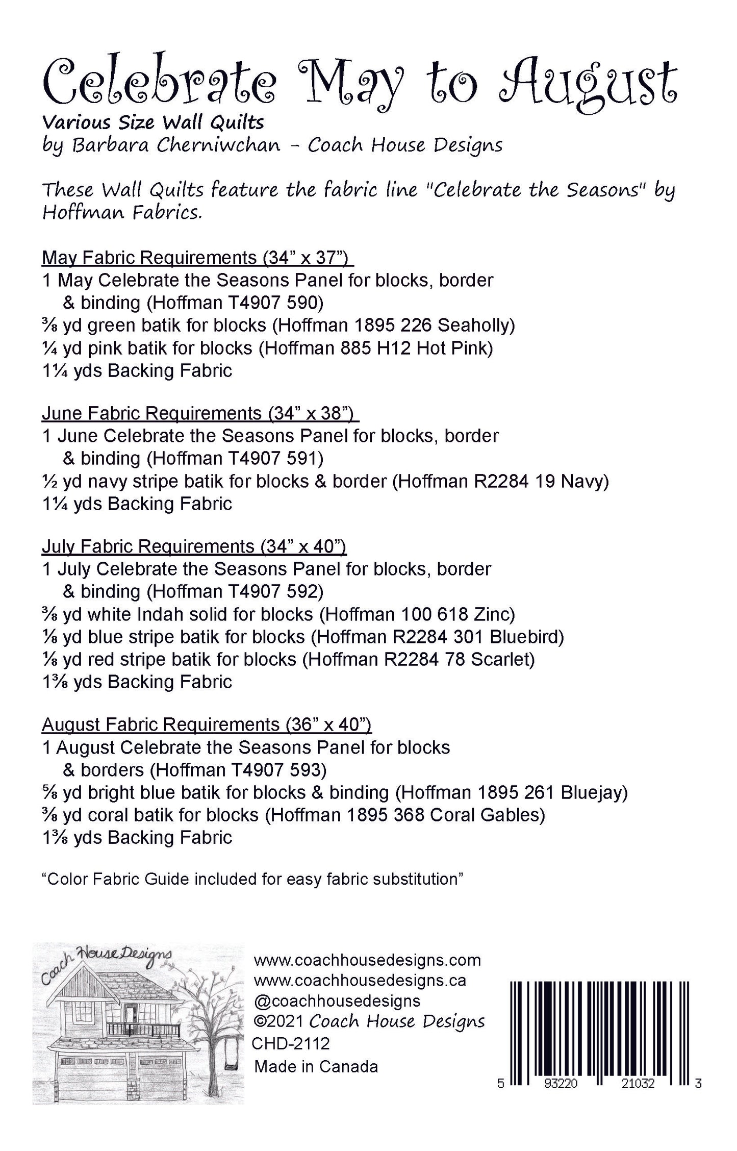 Celebrate May to August Quilt Pattern