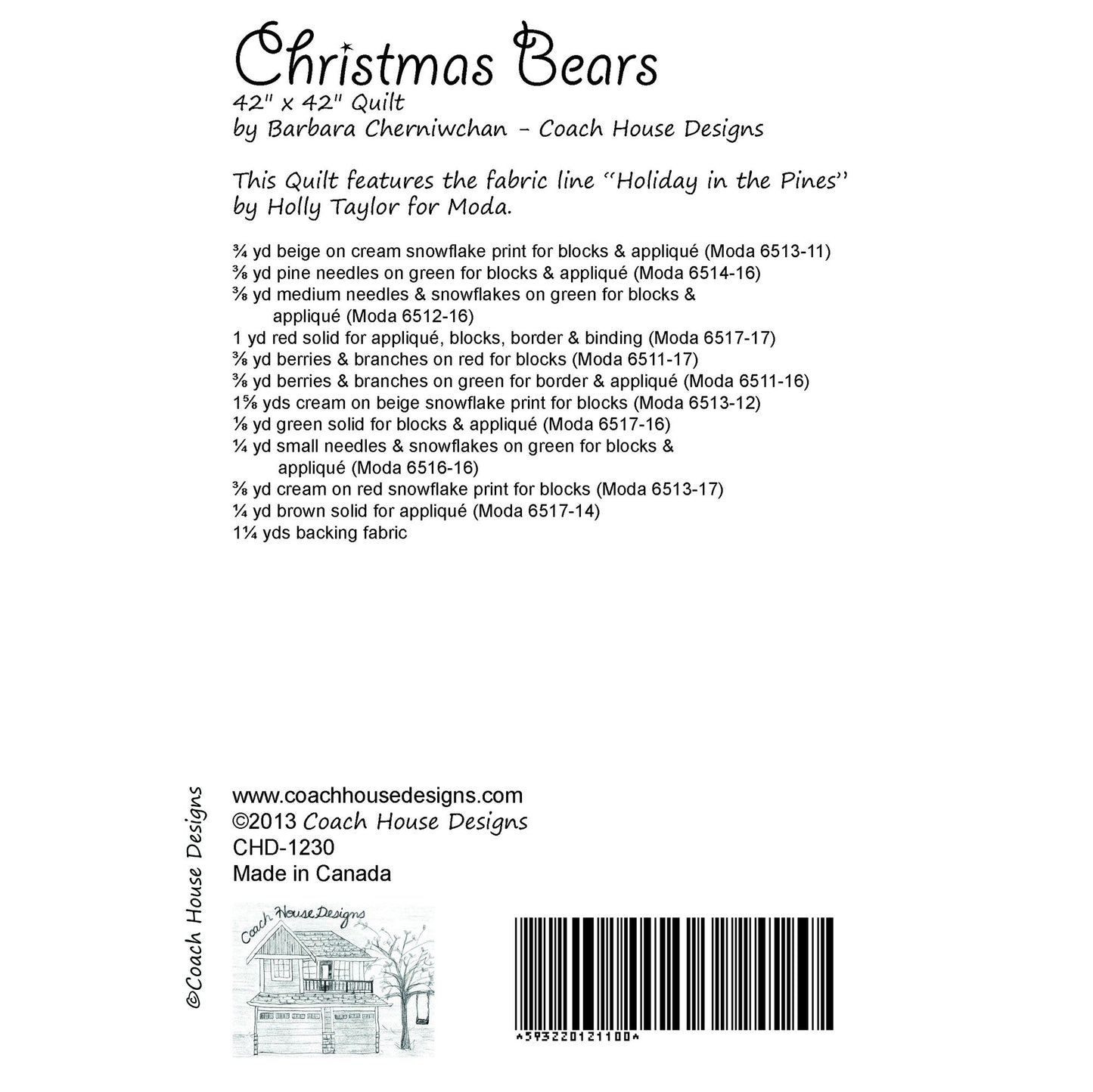 Christmas Bears Downloadable PDF Quilt Pattern