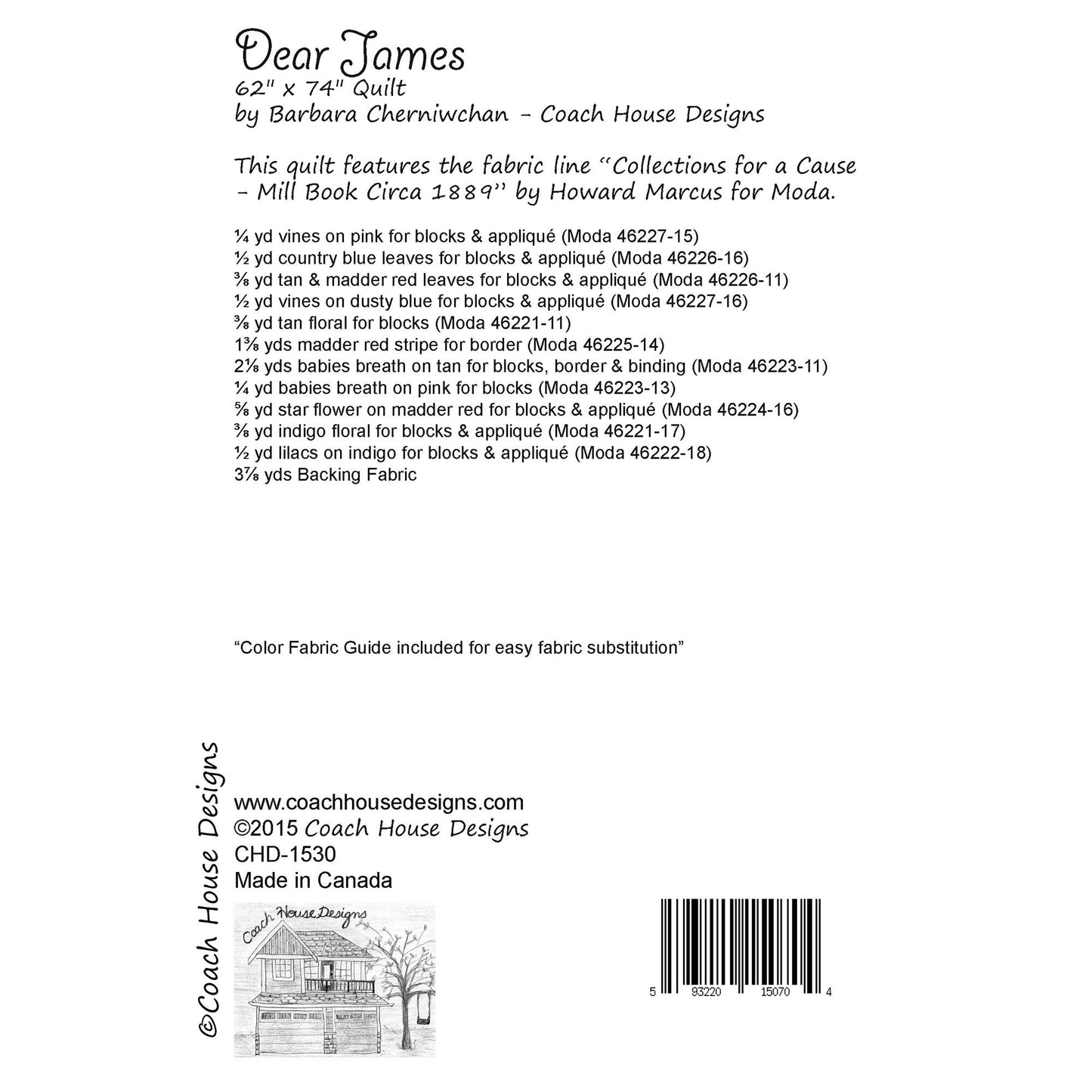 Dear James Quilt Pattern