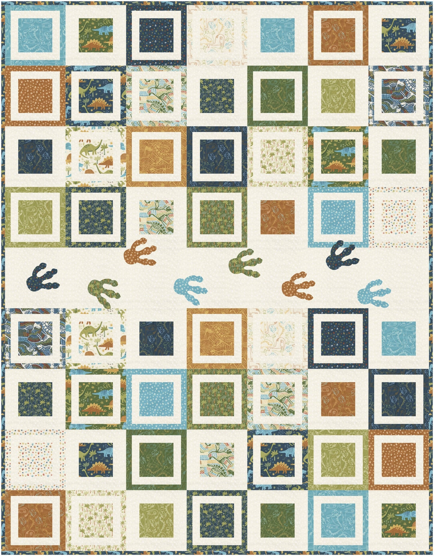 Dinosaur Steps Downloadable PDF Quilt Pattern