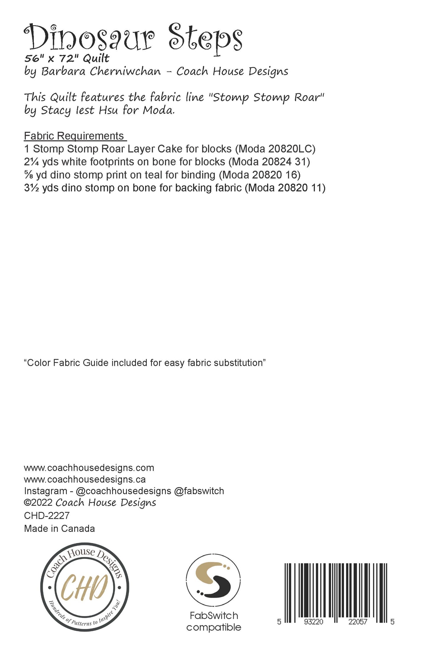 Dinosaur Steps Downloadable PDF Quilt Pattern