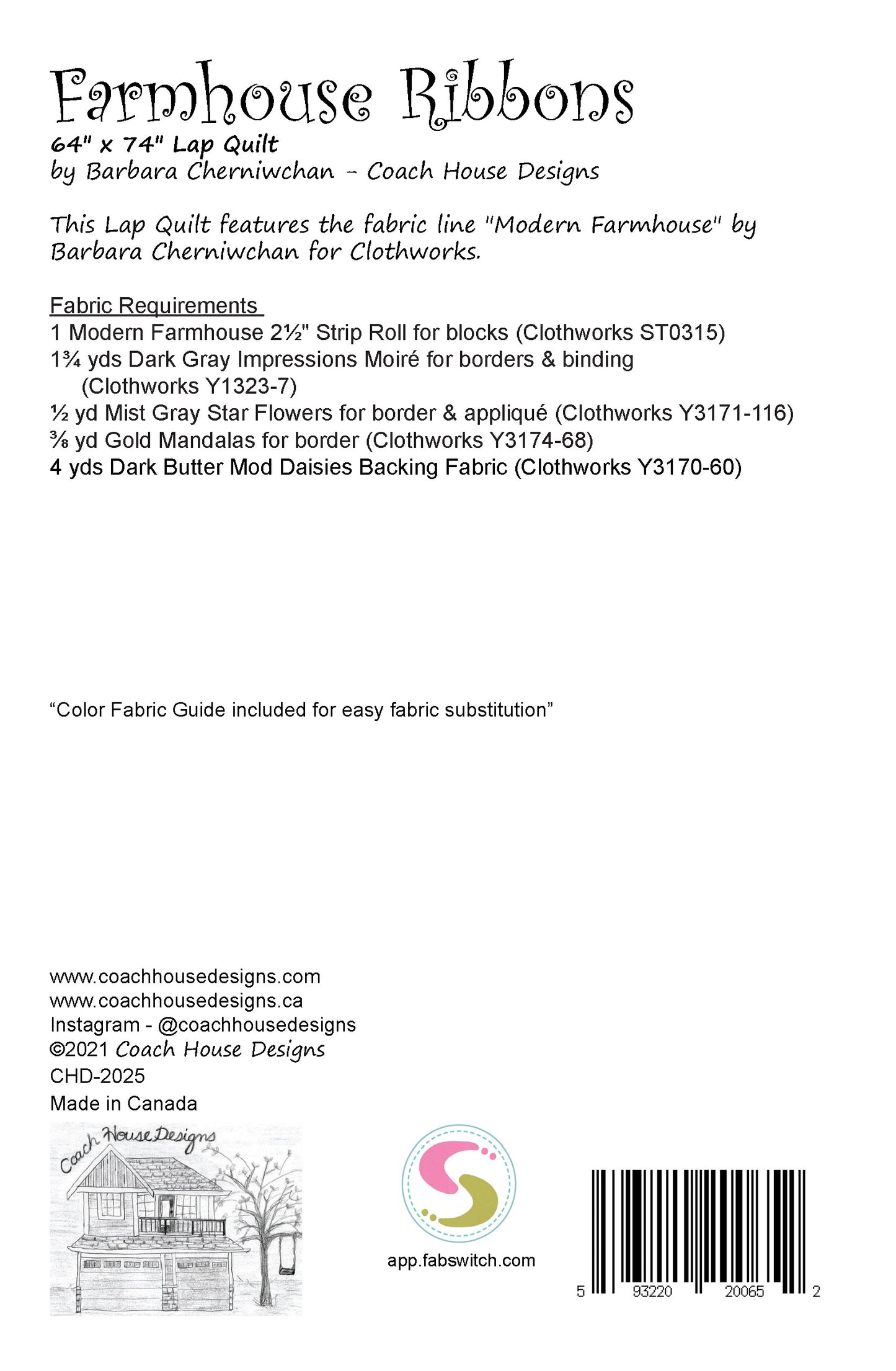 Farmhouse Ribbons Downloadable PDF Quilt Pattern