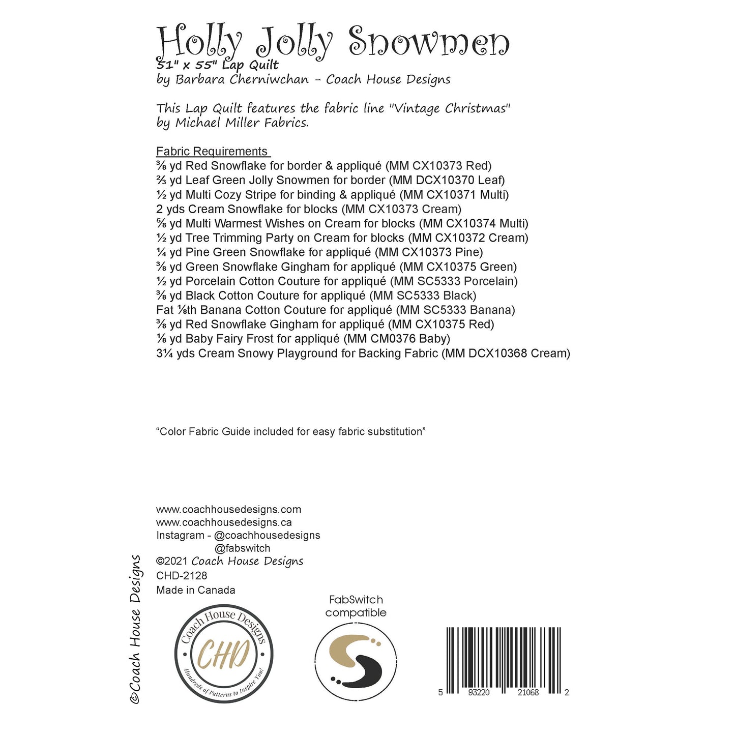 Holly Jolly Snowmen Downloadable PDF Quilt Pattern