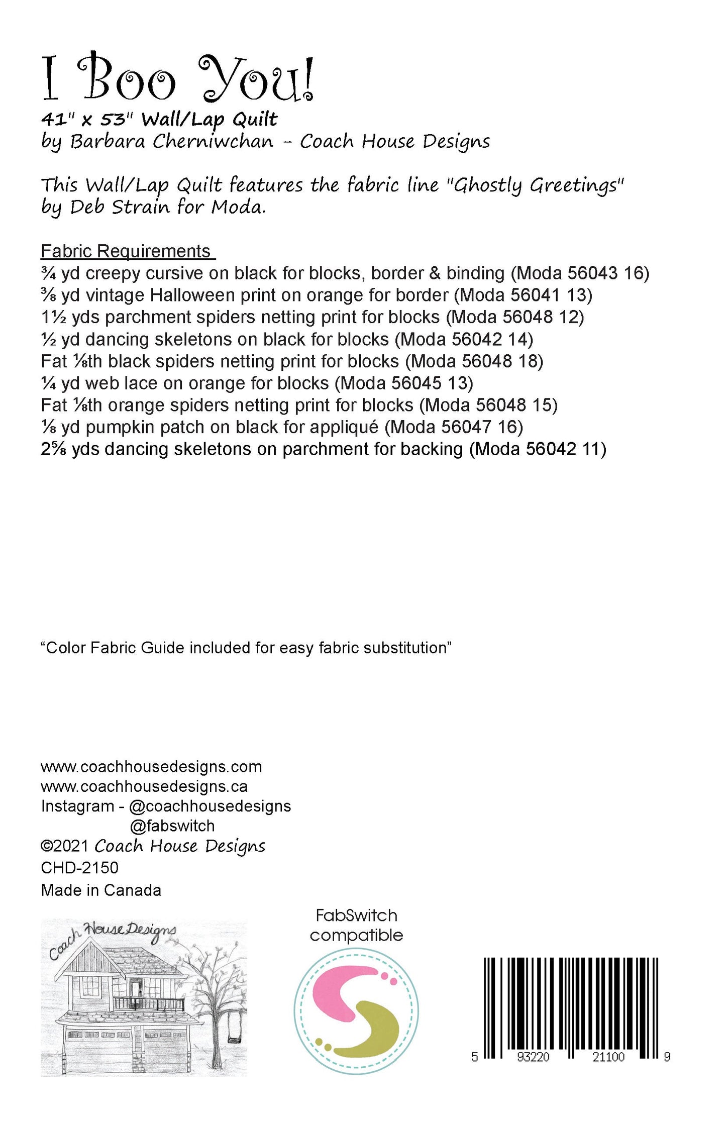 I Boo You! Downloadable PDF Quilt Pattern