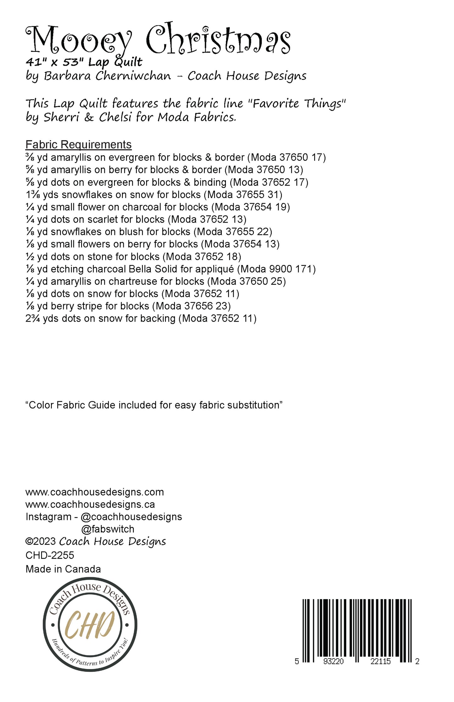 Mooey Christmas Downloadable PDF Quilt Pattern