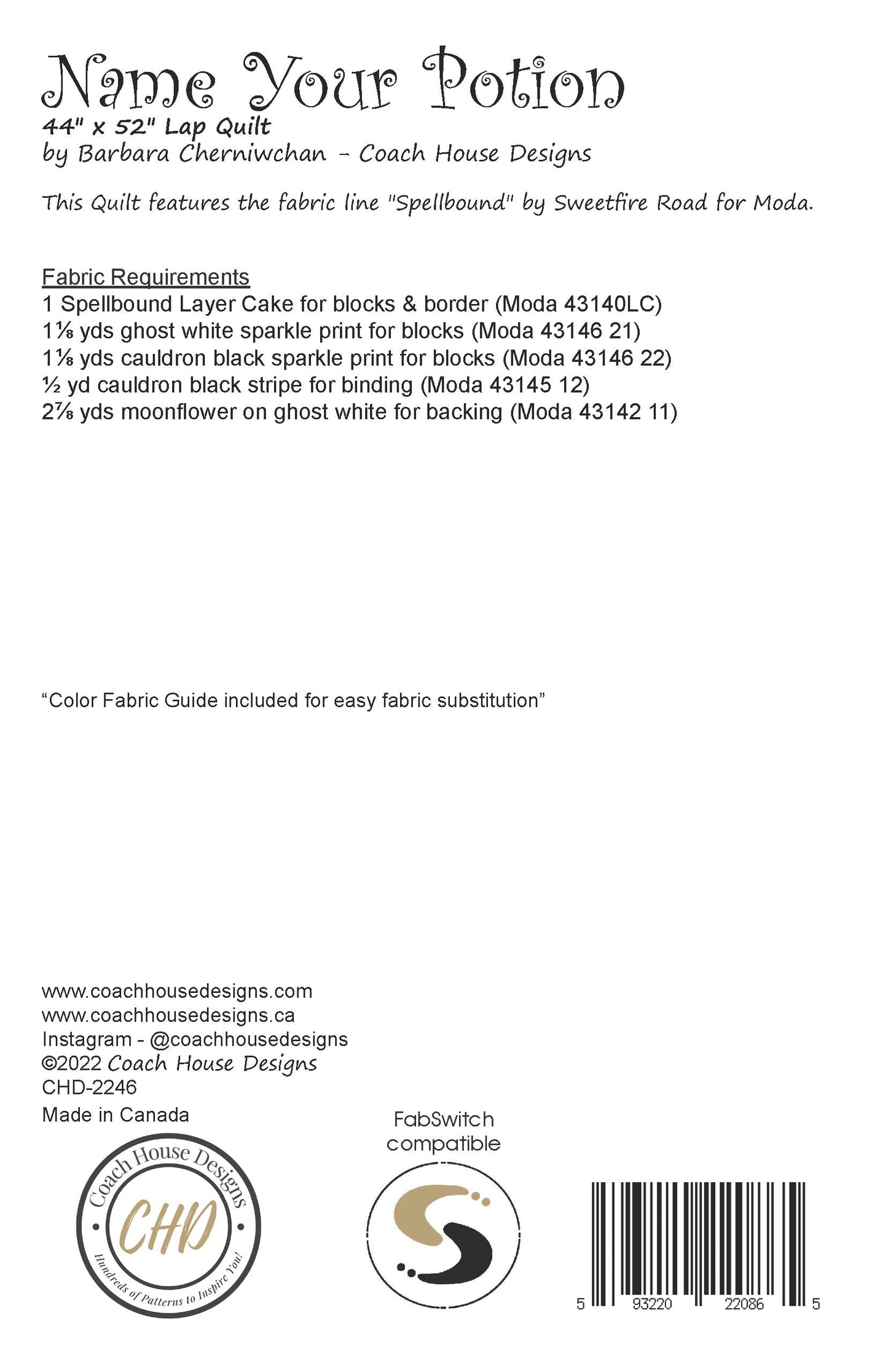 Name Your Potion Downloadable PDF Quilt Pattern