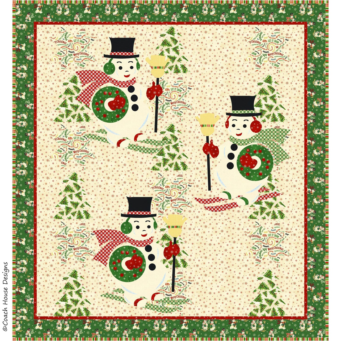 Holly Jolly Snowmen Downloadable PDF Quilt Pattern