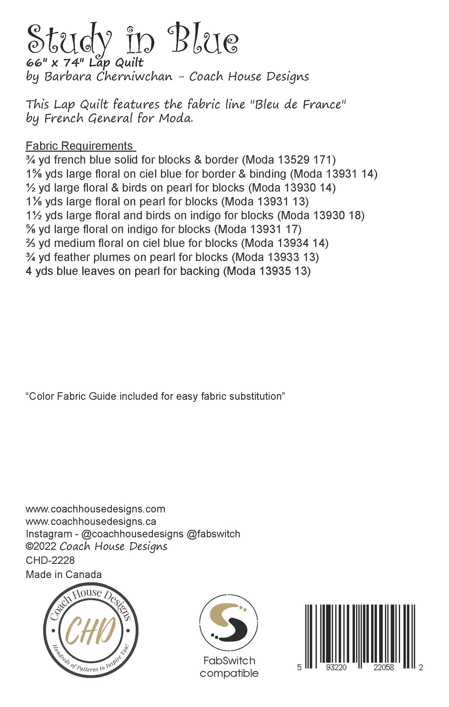 Study in Blue Quilt Pattern