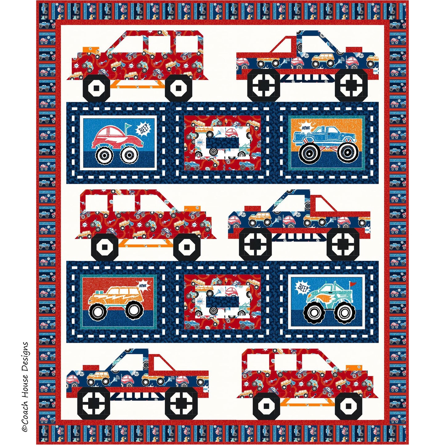 Truck Rally Downloadable PDF Quilt Pattern