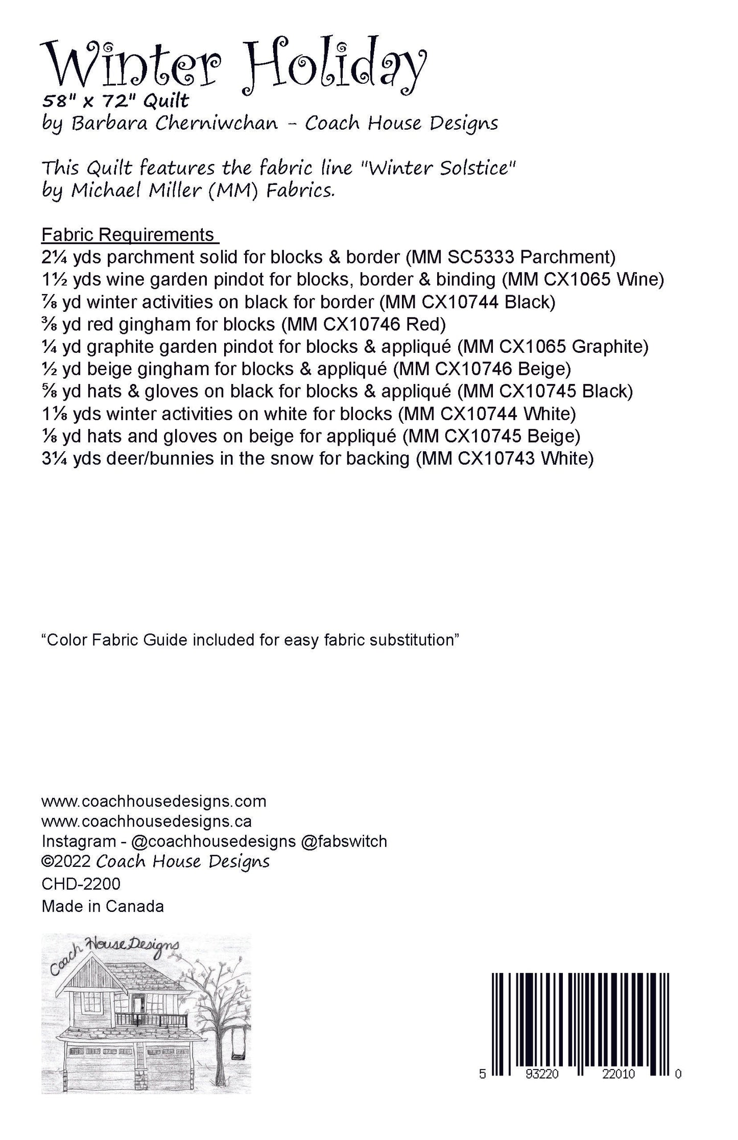 Winter Holiday Downloadable PDF Quilt Pattern