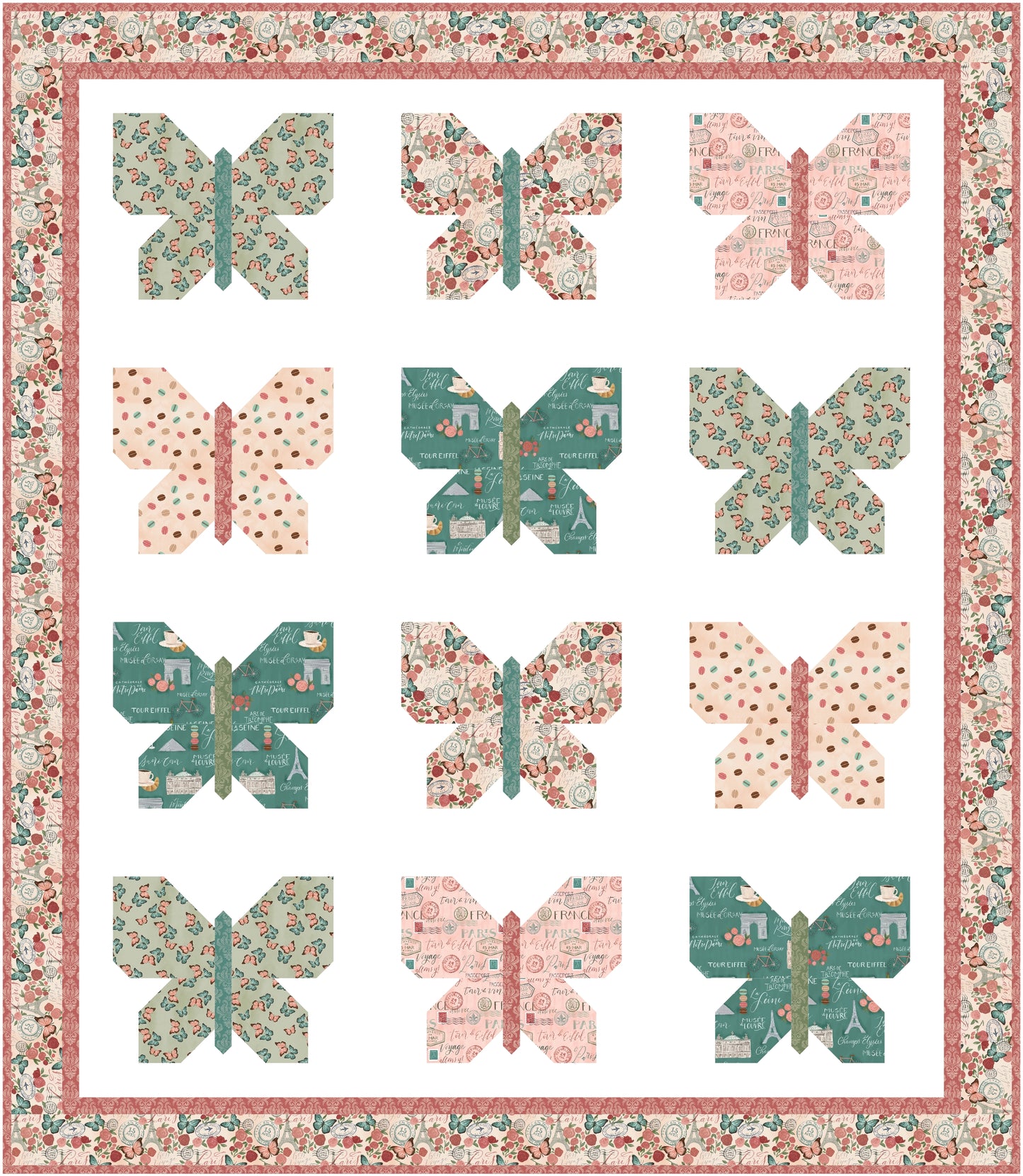 A Flutter in France Quilt Pattern (Pre-Order)