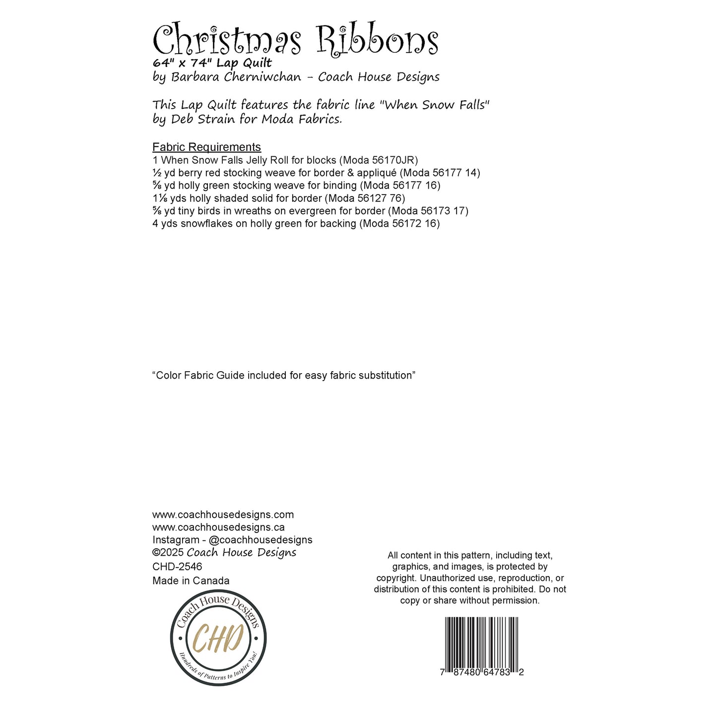 Christmas Ribbons Downloadable PDF Quilt Pattern