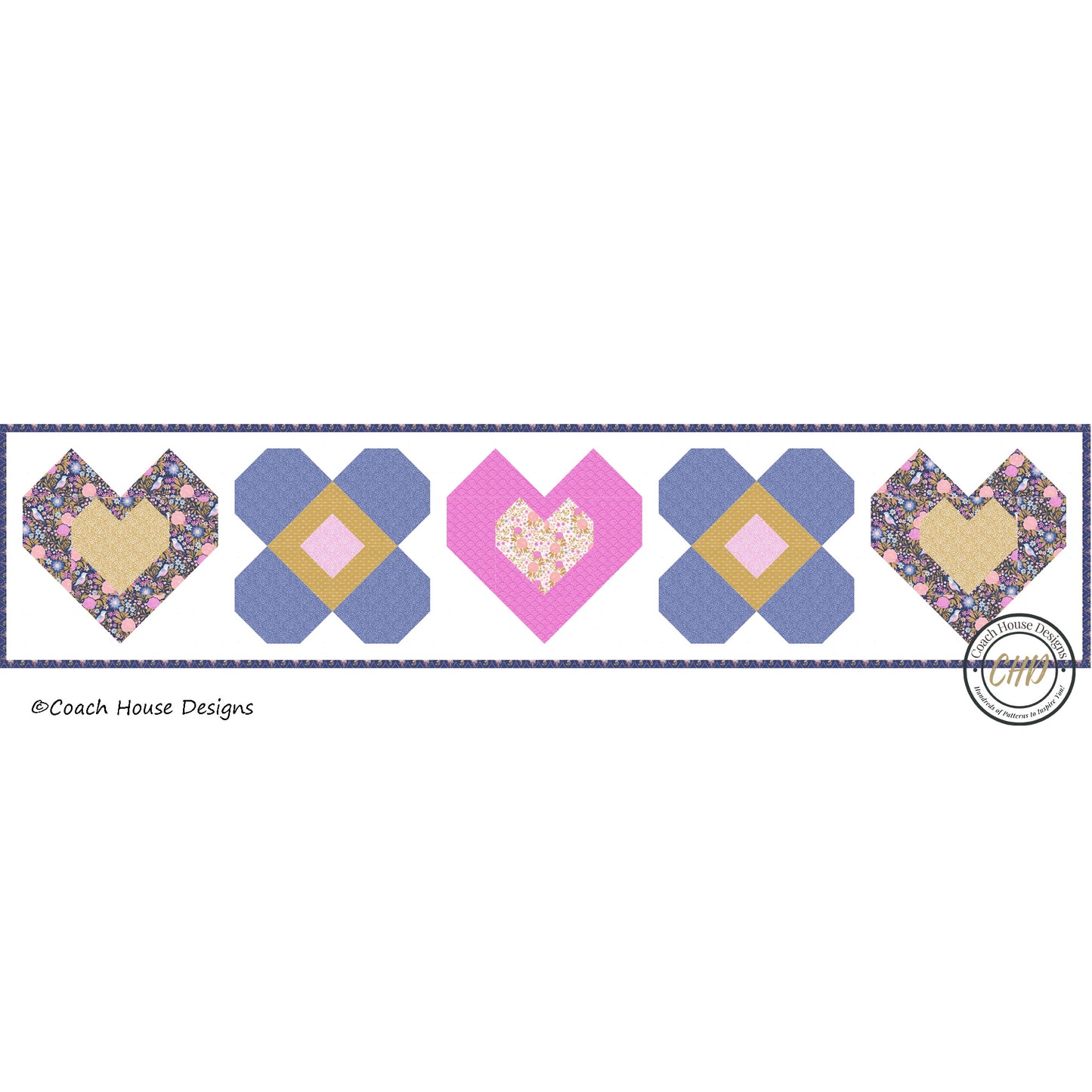 Hearts & Flowers Lap Quilt and Table Runner Pattern Downloadable PDF Pattern
