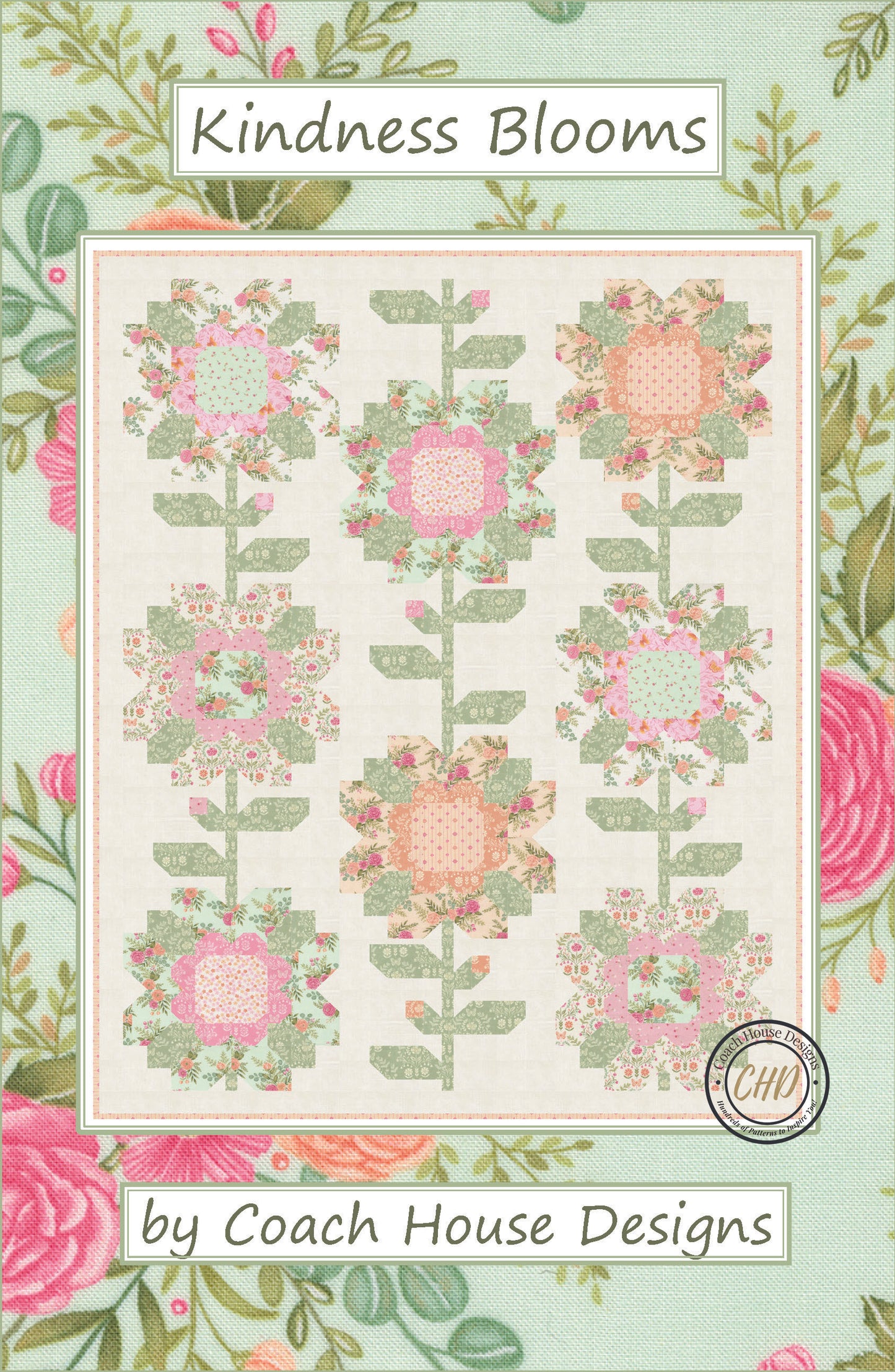 "Kindness Blooms" floral block lap quilt cover.