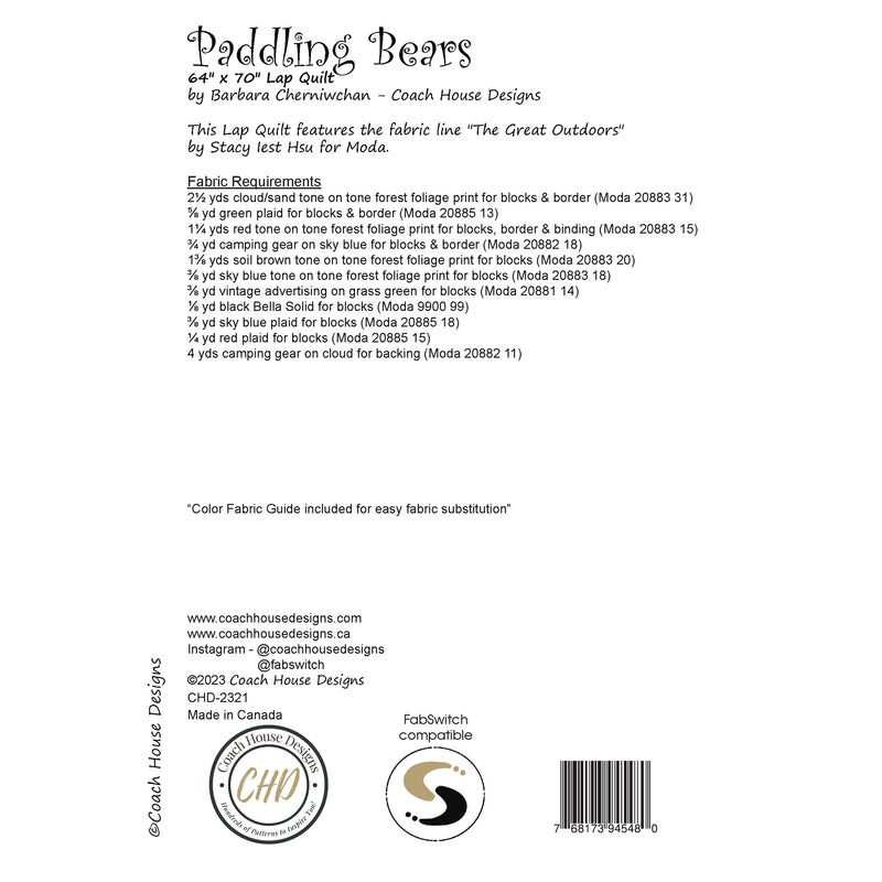 Paddling Bears Downloadable PDF Quilt Pattern