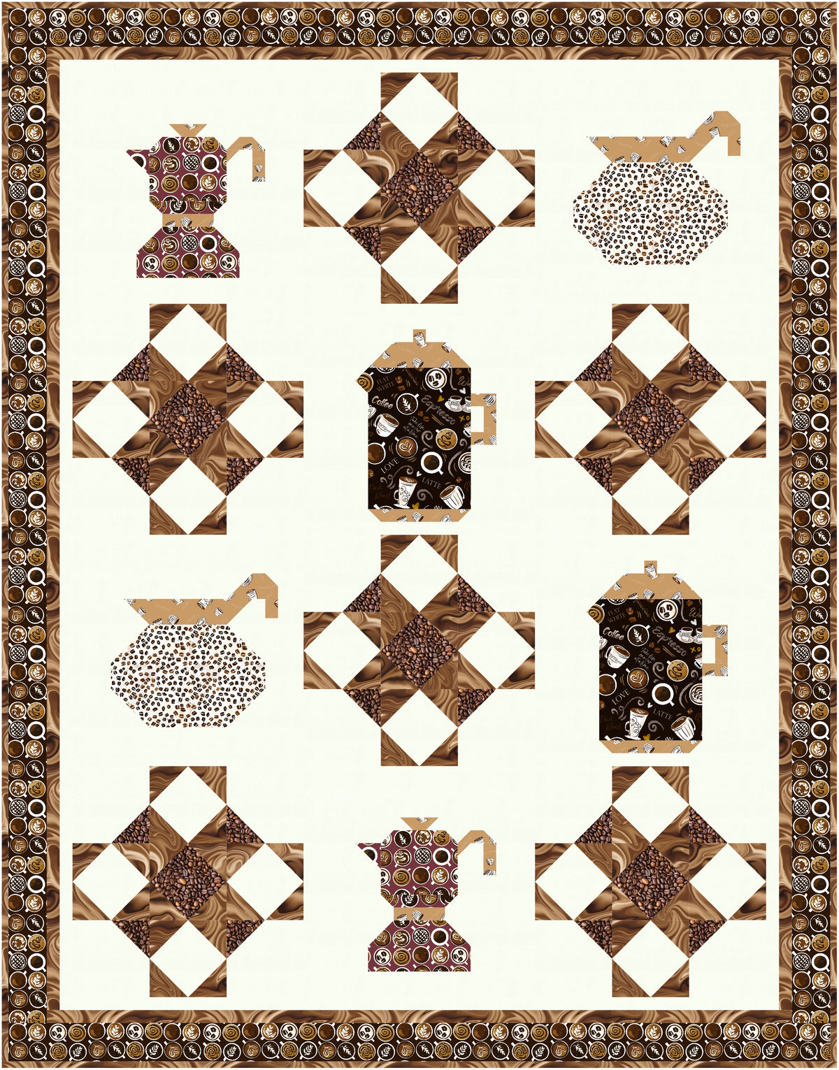 Roasted Coffee Digital PDF Quilt Pattern