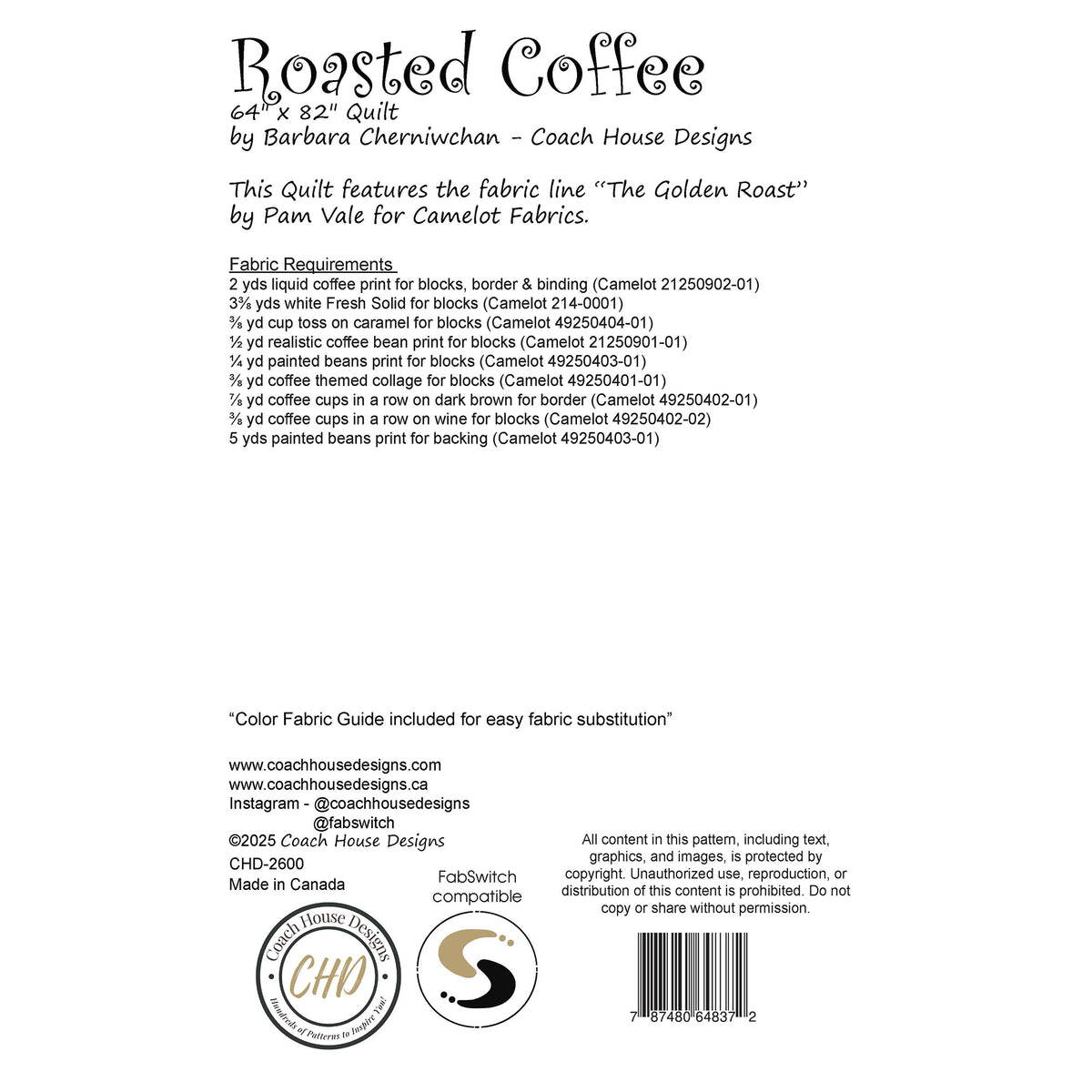 Roasted Coffee Quilt Pattern