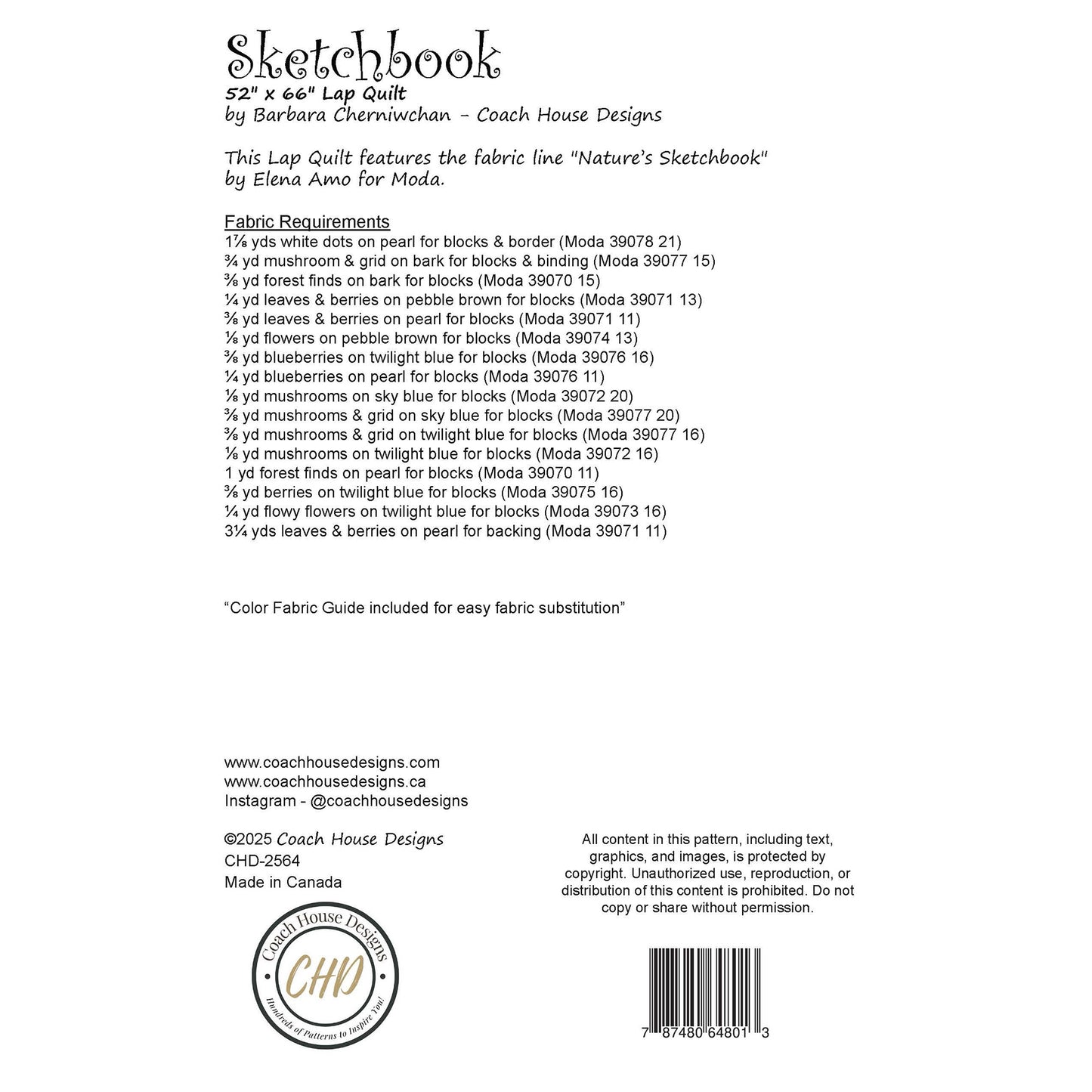 Sketchbook Downloadable PDF Lap Quilt Pattern
