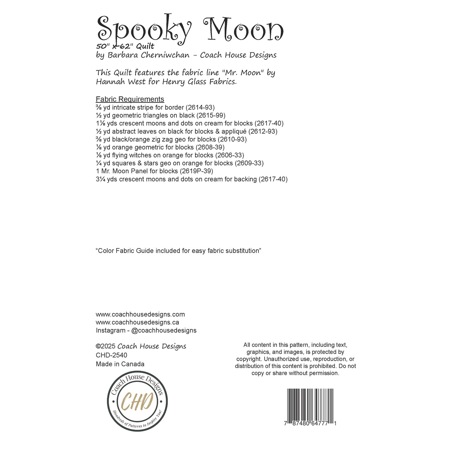 Spooky Moon Downloadable PDF Quilt Pattern